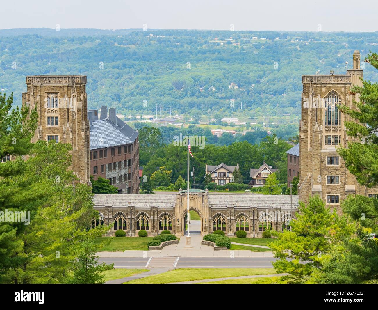 Sunny exterior view of the War Memorial building of Cornell University at Ithaca, New York Stock