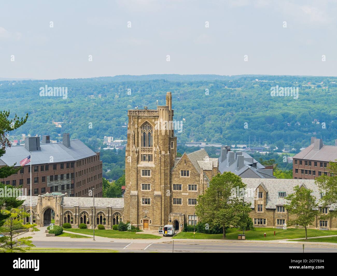 Sunny exterior view of the War Memorial building of Cornell University at Ithaca, New York Stock
