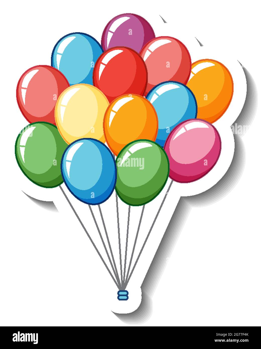 Sticker template with many balloons isolated illustration Stock Vector ...