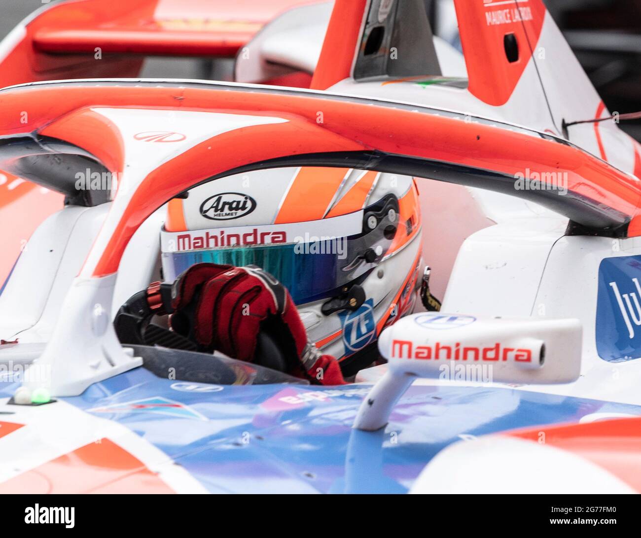 New York, NY - July 11, 2021: Alex Lynn (94) of Mahindra Racing team ...