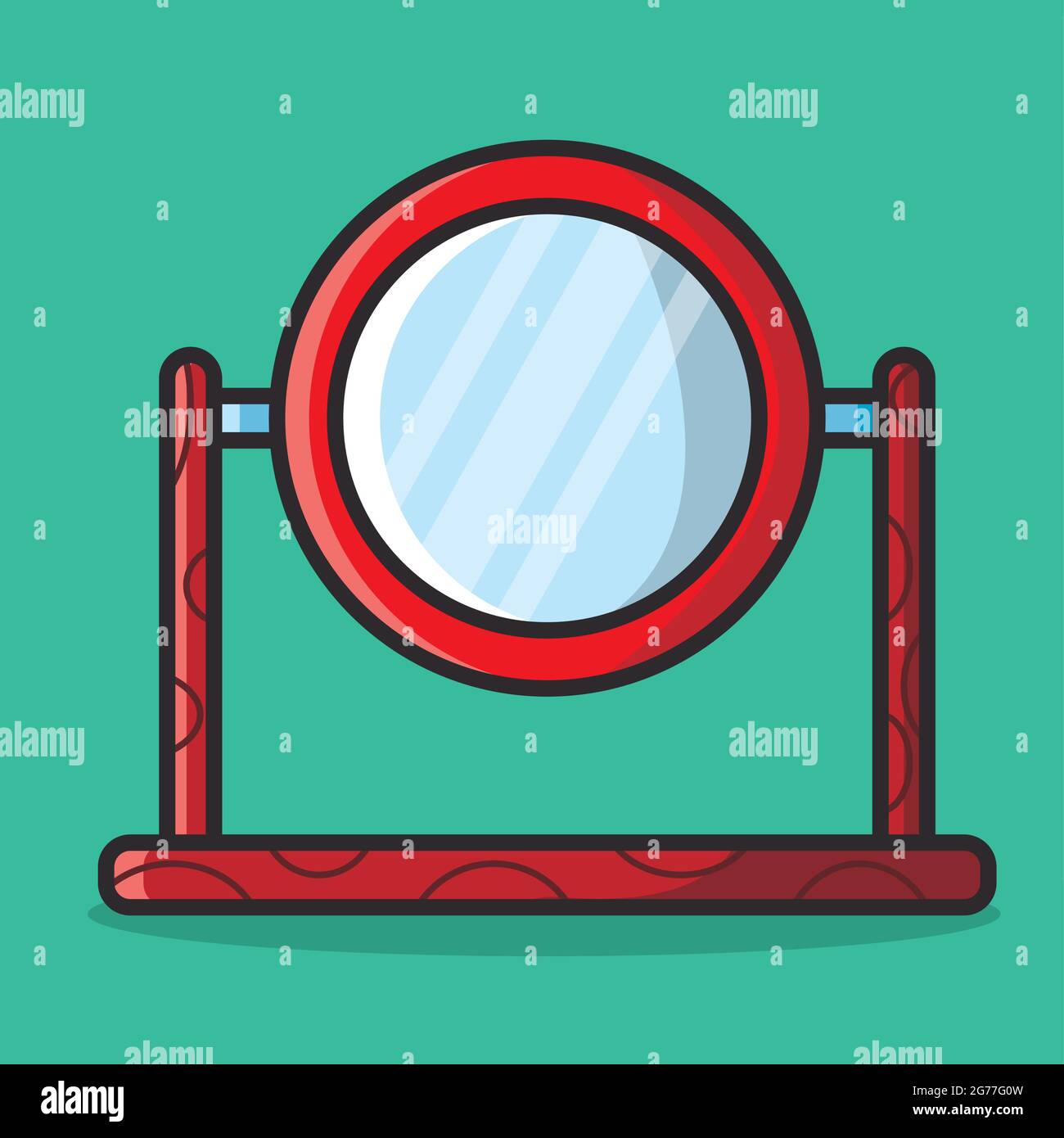 wooden table mirror isolated vector illustration in flat style Stock Vector