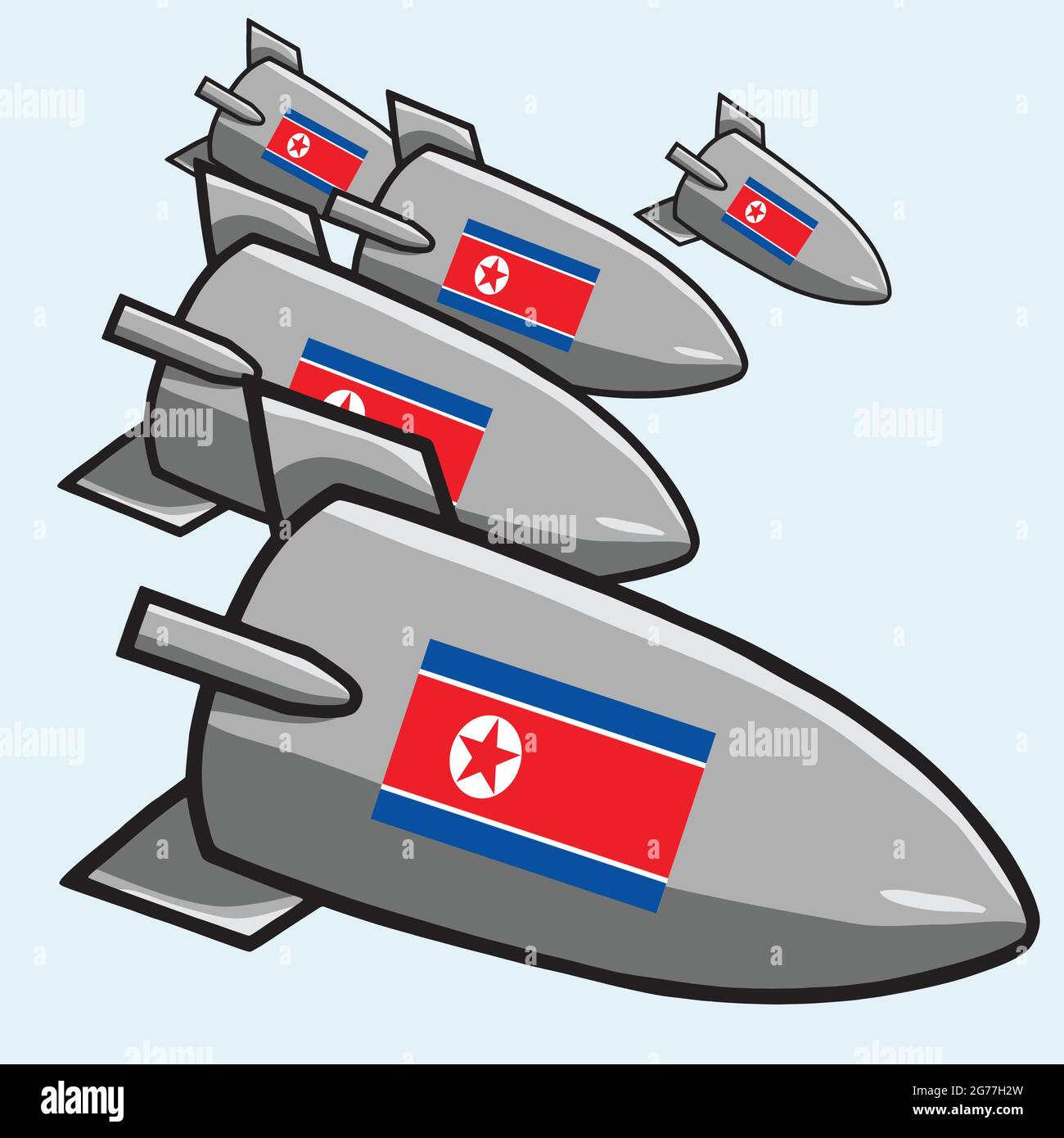 Atomic Nuclear Bombs with North Korean Flag Stock Vector