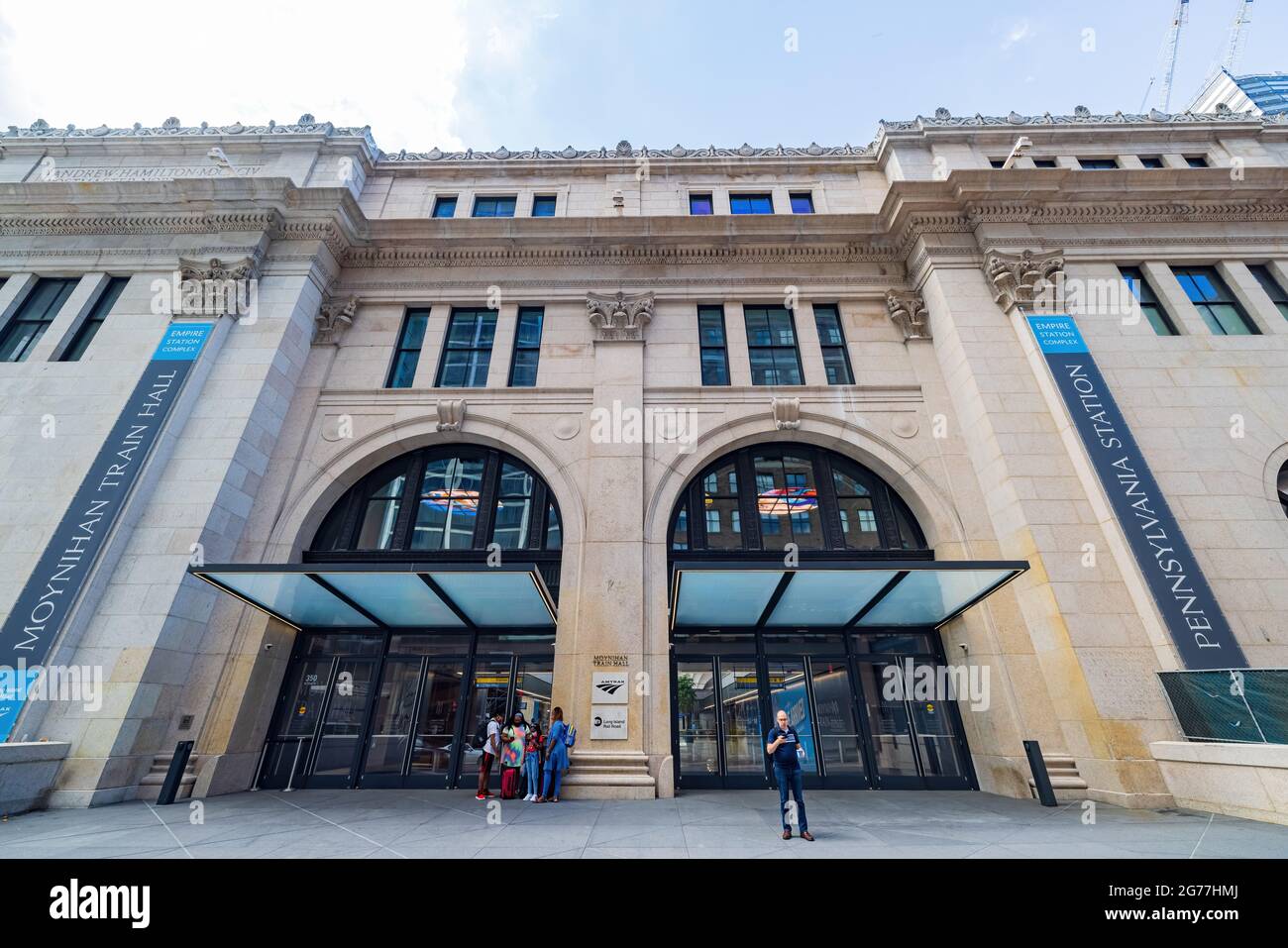 New York, JUL 4, 2021 Exterior view of the Pennsylvania Station Stock