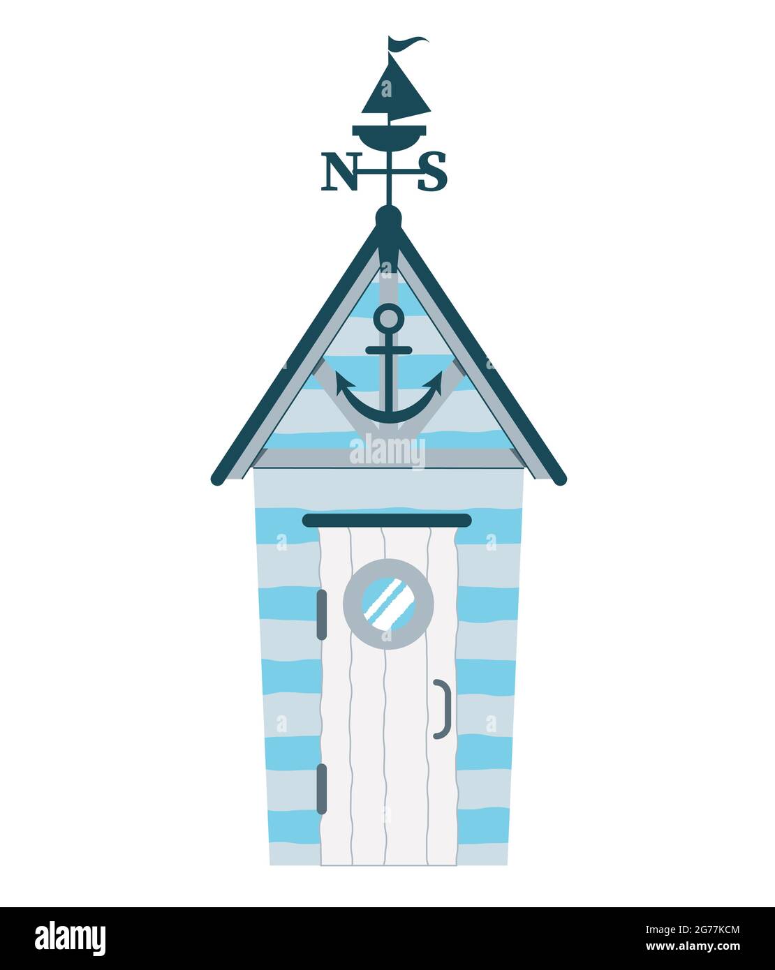 Beach house. Hut on the coast. Vector flat illustration isolated on white background. Stock Vector