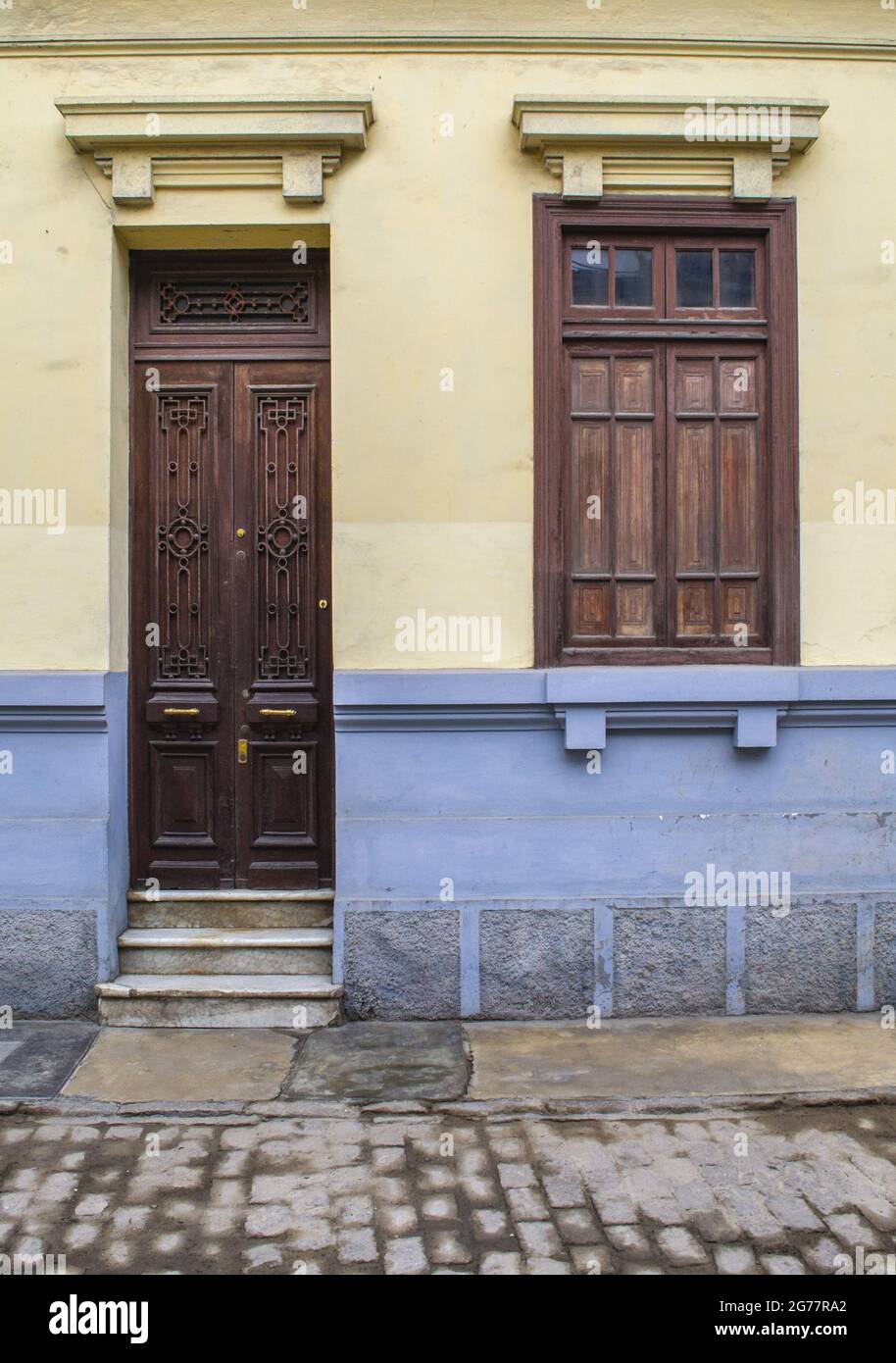 Ancient, vintage, colonial style door and window Stock Photo - Alamy