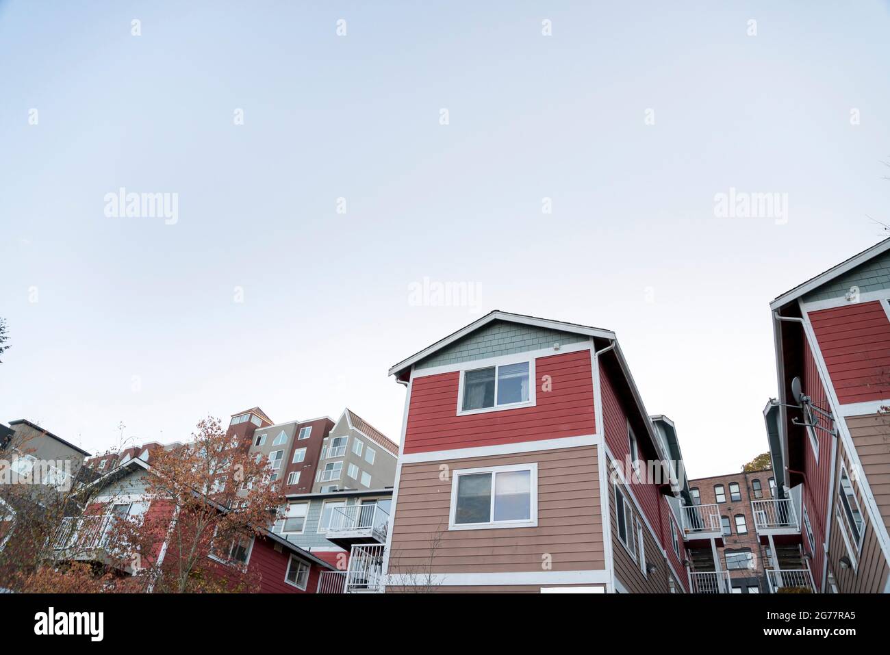 Traditional apartment buildings at Wahington with sky Stock