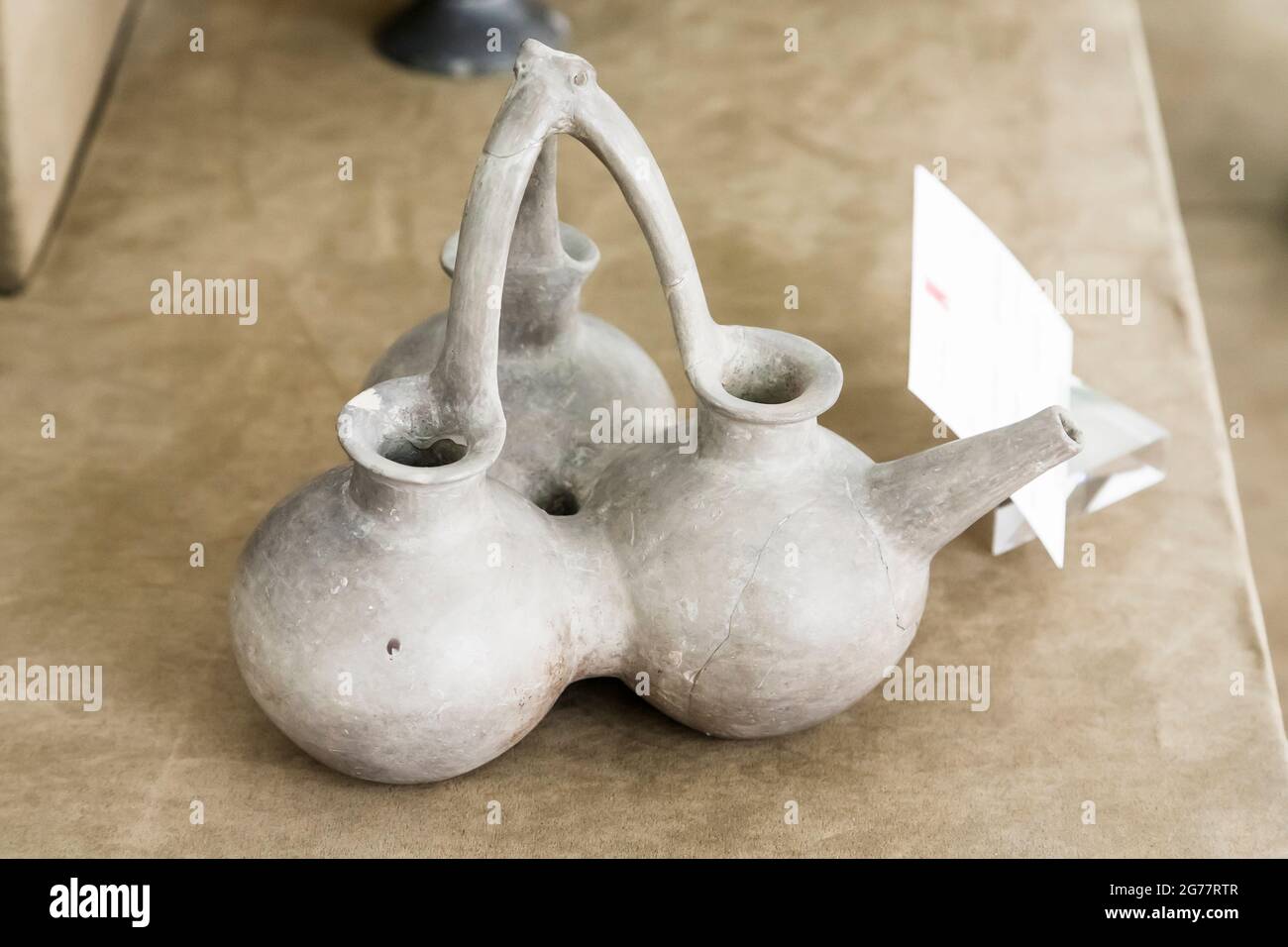 Pottery triple vessel, Shah Tepe, Gurgan, Late 2nd Mill. BC, National Museum of Iran, Tehran, Iran, Persia, Western Asia, Asia Stock Photo