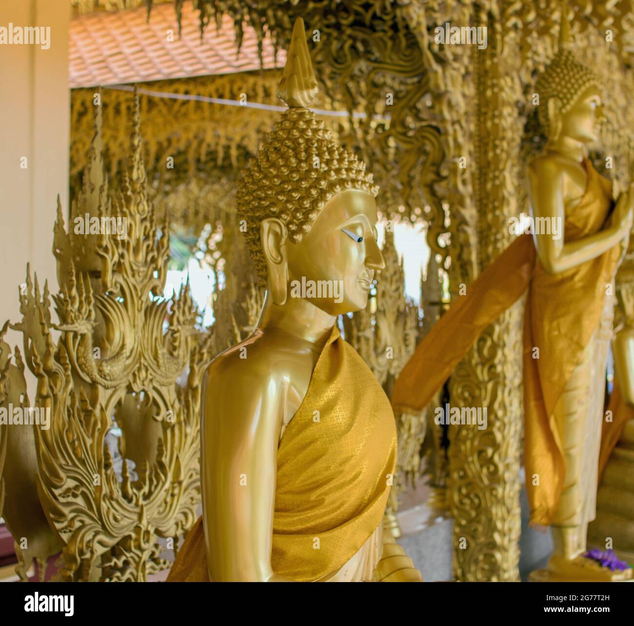 golden Buddha Statue in a Thai Temple Stock Photo - Alamy