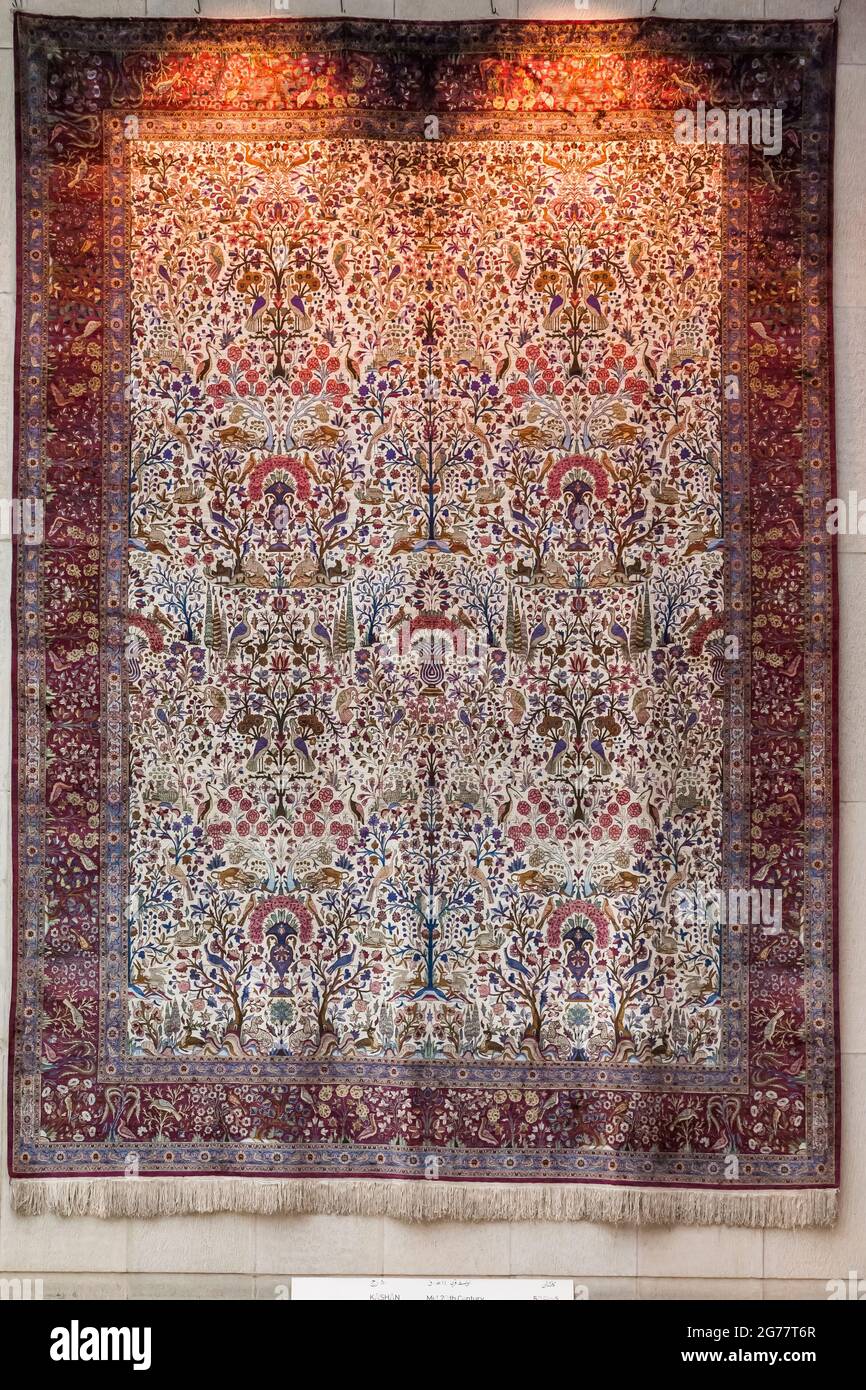 Old Persian carpet, from Kashan, 20 century, Carpet Museum of Iran, Tehran, Iran, Persia, Western Asia, Asia Stock Photo