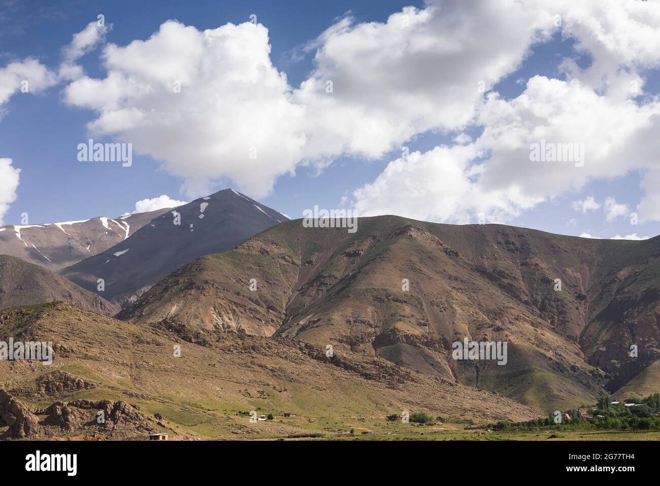 Landscape of Alborz mountains and fields, national road 79, to Sari from Tehran, suburb of Tehran, Tehran province, Iran, Persia, Western Asia, Asia Stock Photo