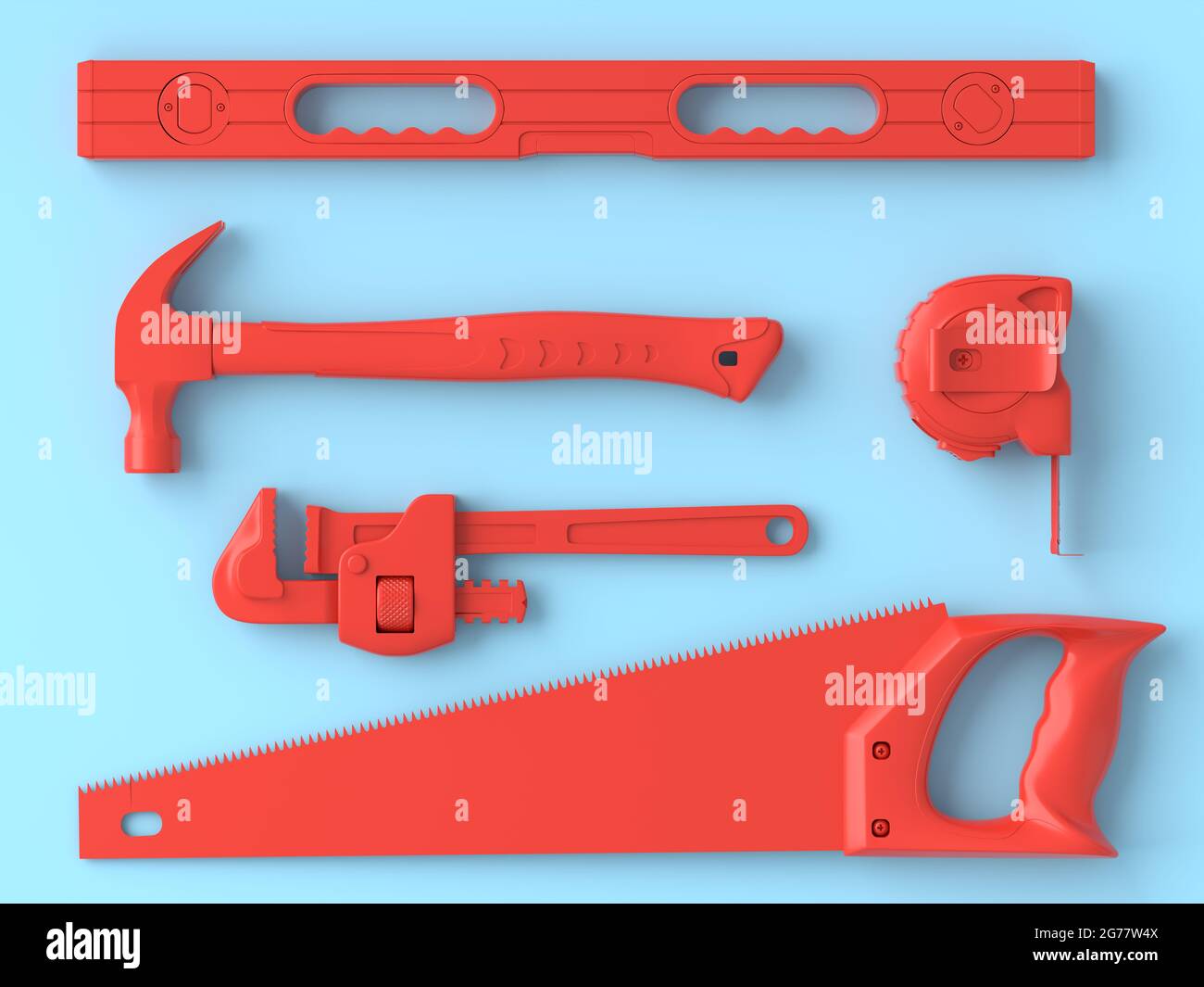 Top view of monochrome construction tools for repair and installation ...