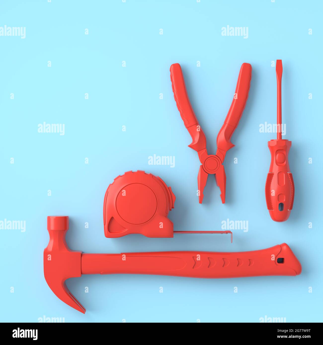 Top view of monochrome construction tools for repair and installation ...