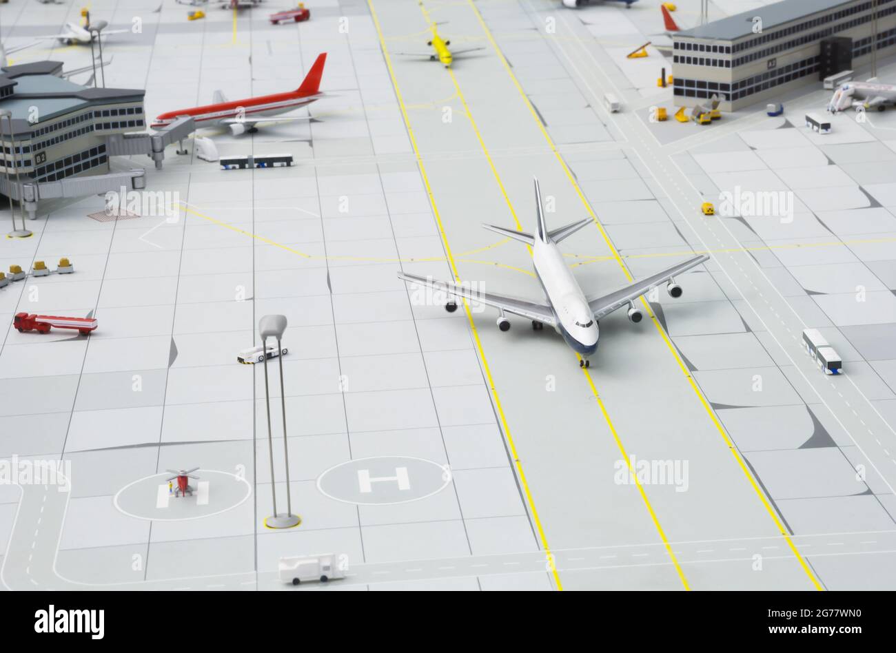 Mini model illustration of Frankfurt airport Stock Photo