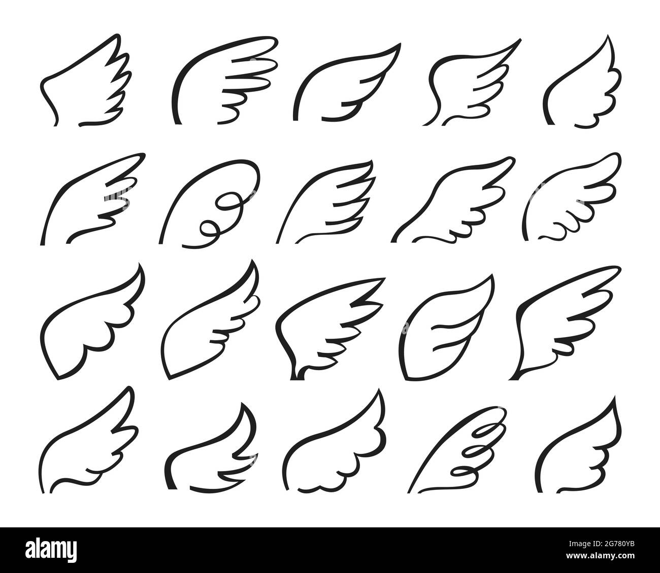 Wings Vector Flying Winged Angel With Wingcase Of Bird And Butterfly With  Wingspan Illustration Black Wingbeat Tattoo Silhouette Set Isolated On  White Background Stock Illustration - Download Image Now - iStock
