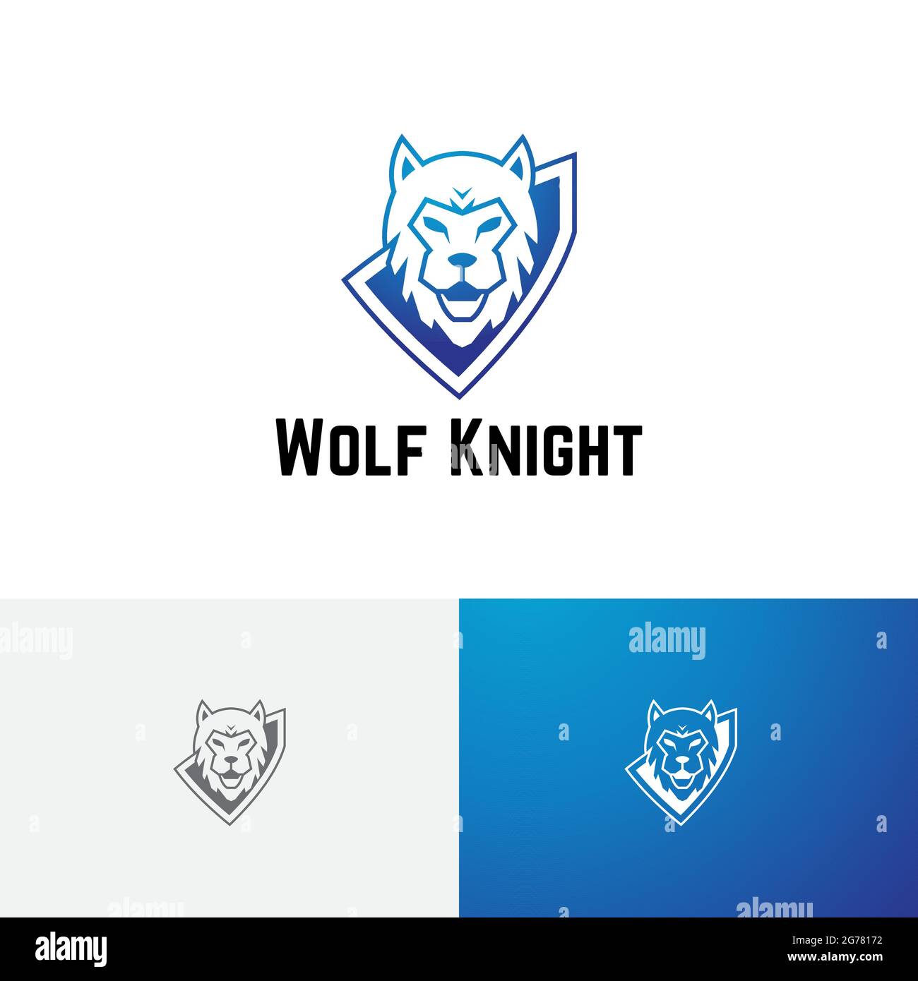 Strong Wolf Knight Wild Shield Esport Game Logo Stock Vector