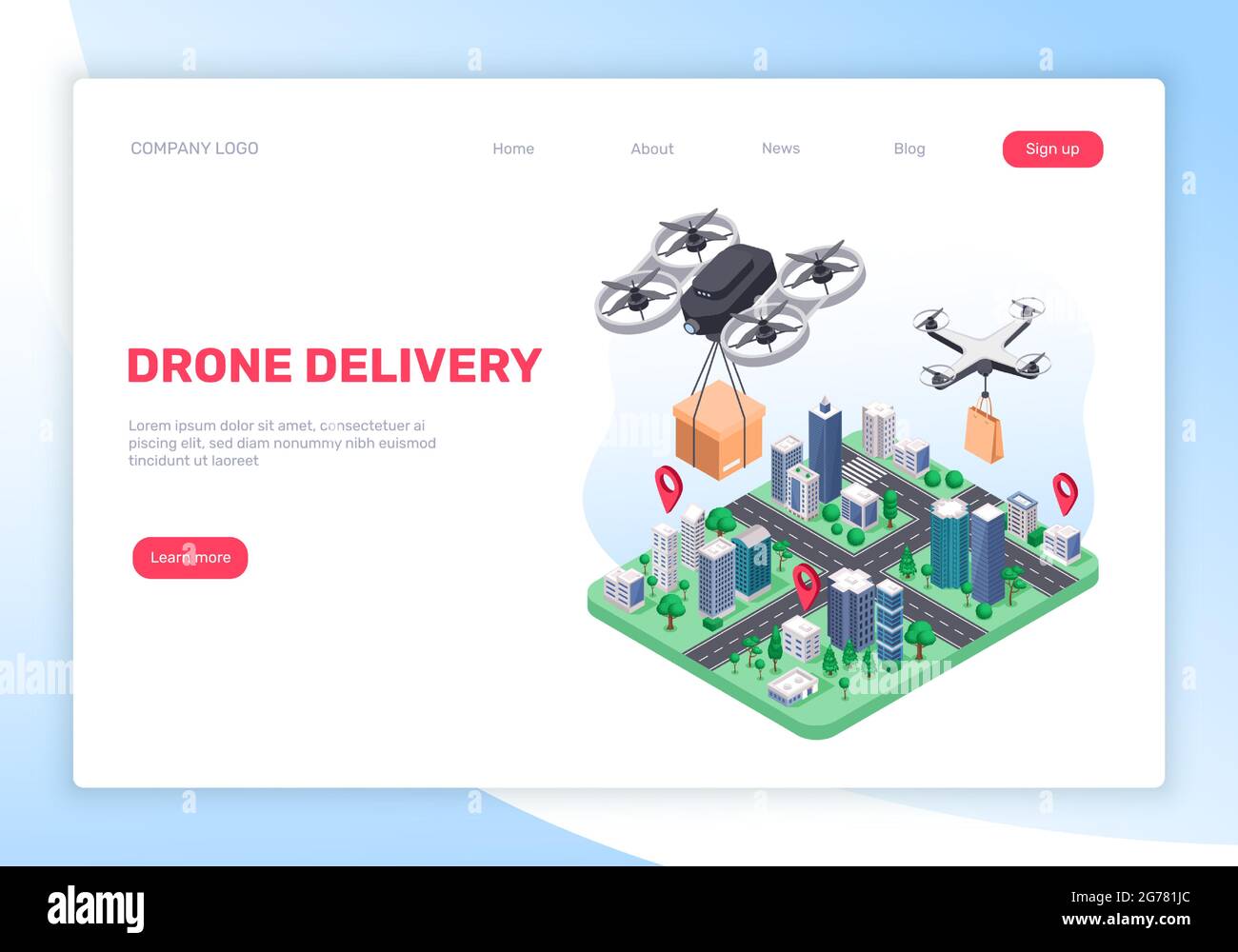 Drone delivery. Drones delivering packages to customers. Delivery
