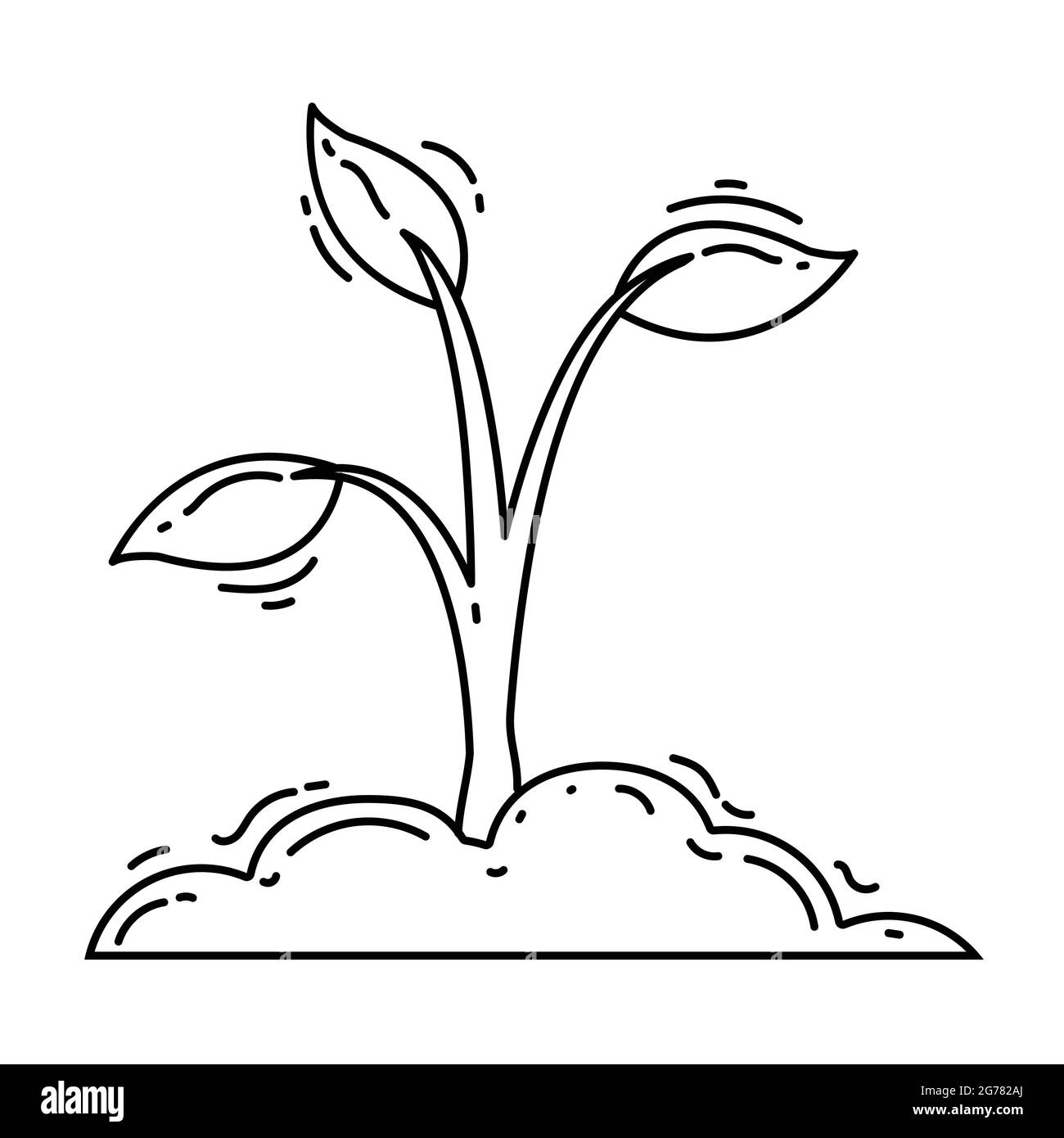 Gardening plant hand drawn icon, outline black, doodle icon, vector ...
