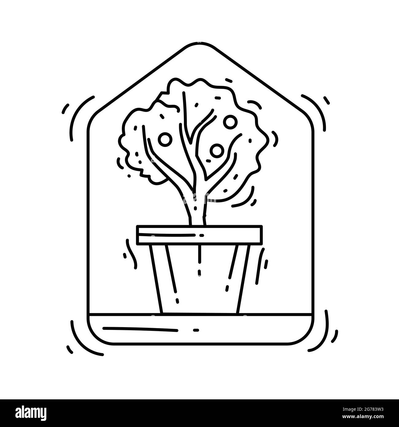 Gardening indoor icon. hand drawn icon, outline black, doodle icon ...