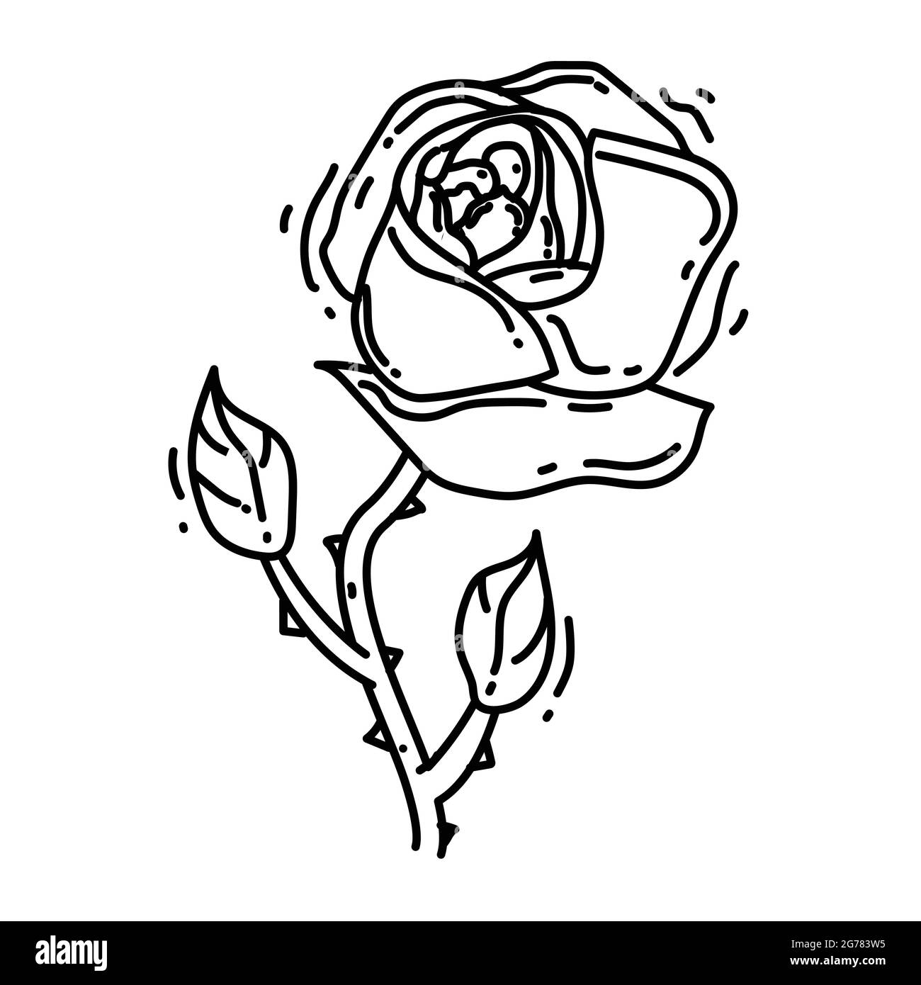Gardening rose icon. hand drawn icon, outline black, doodle icon ...