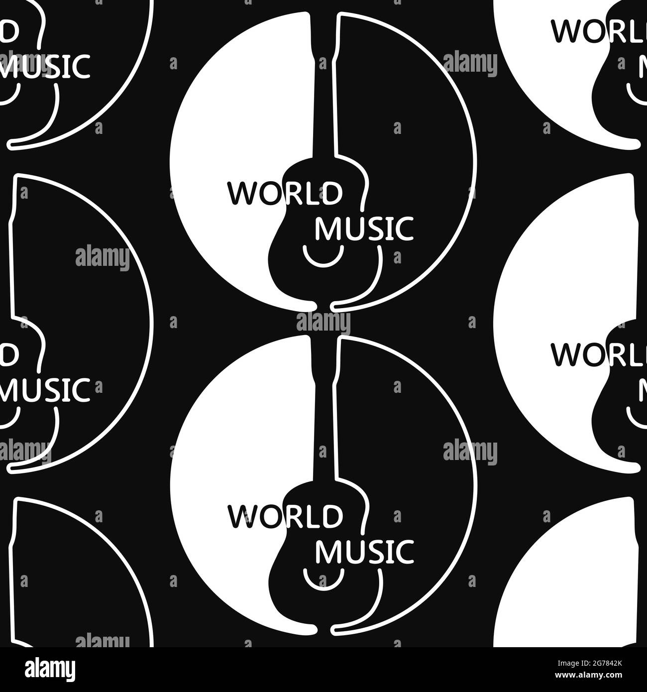 Seamless pattern for musical design with a guitar. Vector background