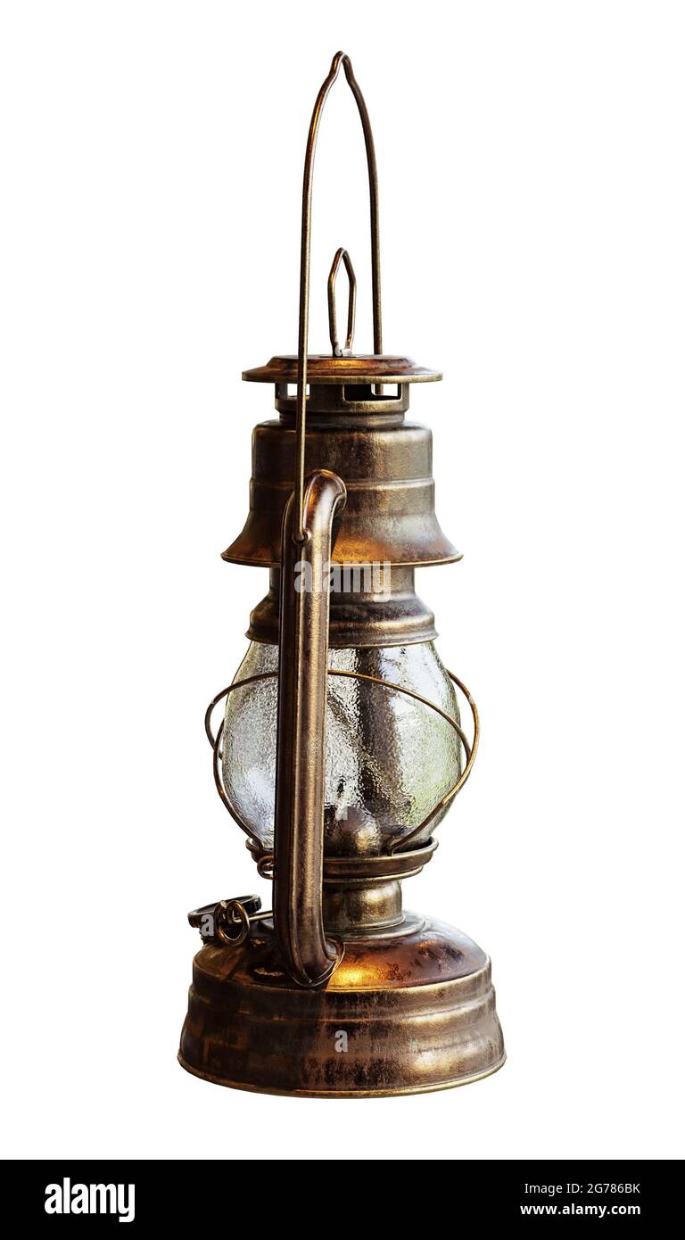 old kerosene lantern isolated on white background Stock Photo