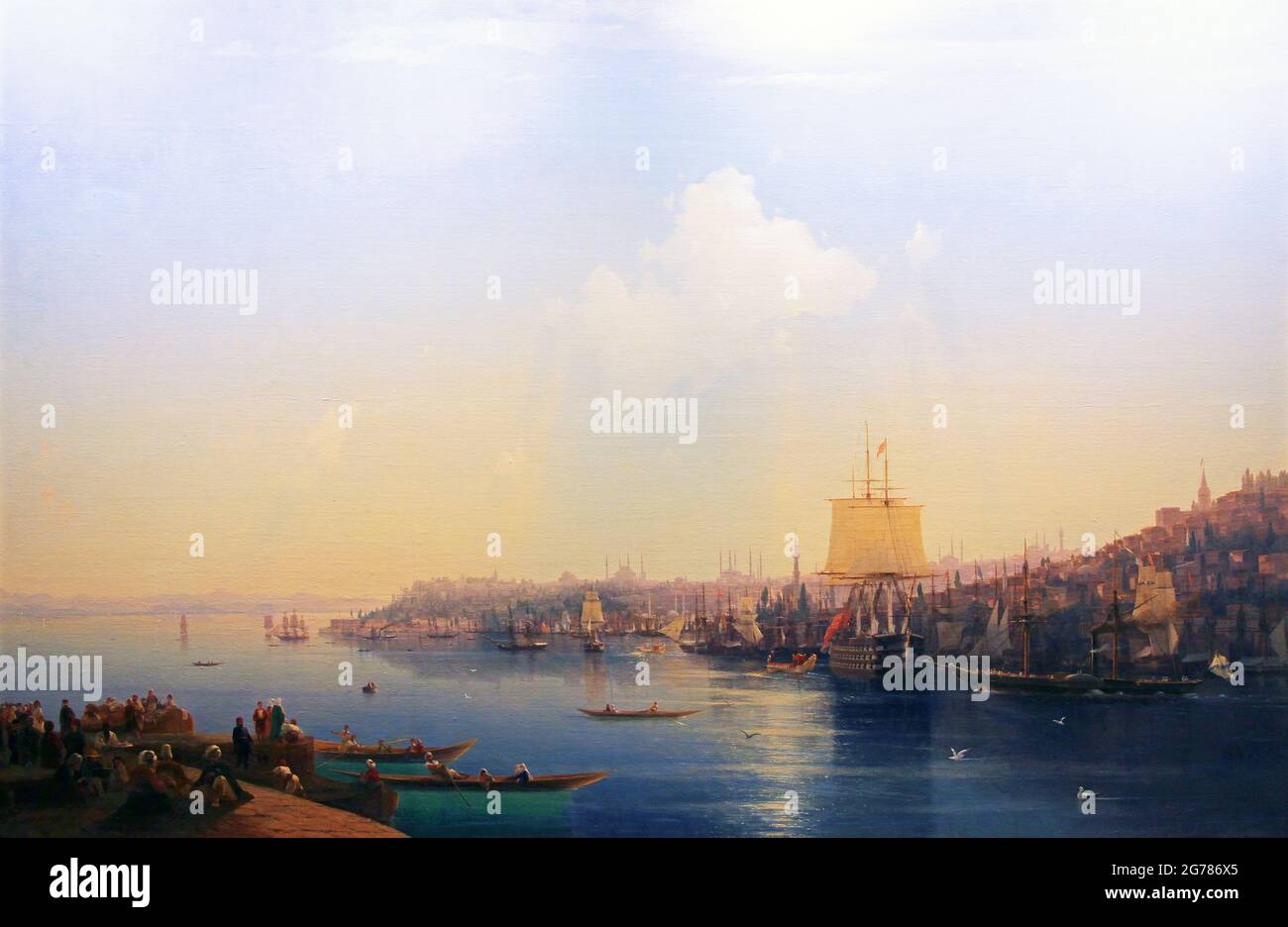 View of Constantinople 1849 by Ivan Aivazovsky.Иван Константинович Айвазовский. (1817 – 1900) Russian Romantic painter.One of the greatest masters of marine art. Stock Photo