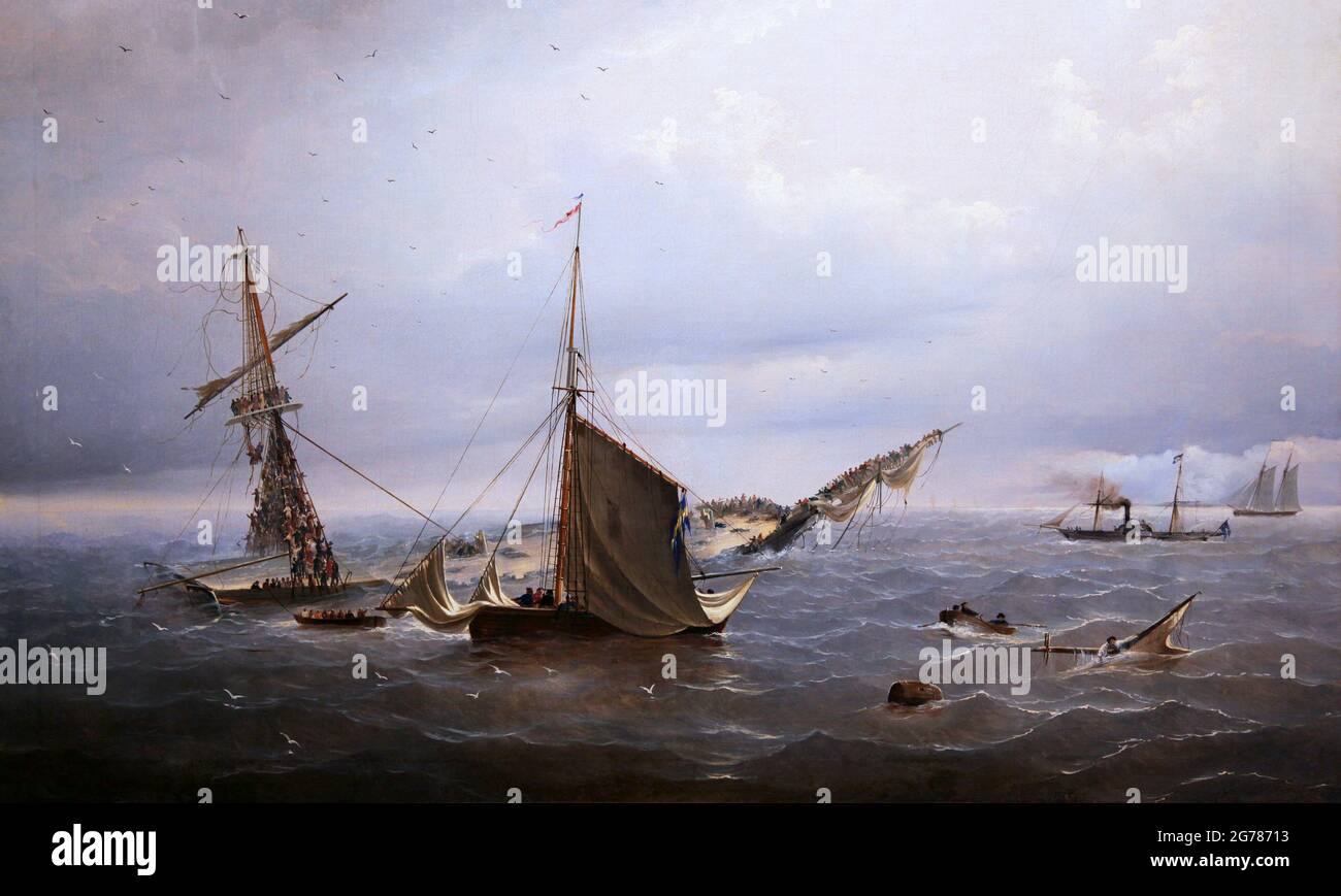 Shipwreck of the Ingermanland in the Strait of Skagerrak near Norway on 30 August 1842 by russian painter Konstantin Krugovikhin Stock Photo