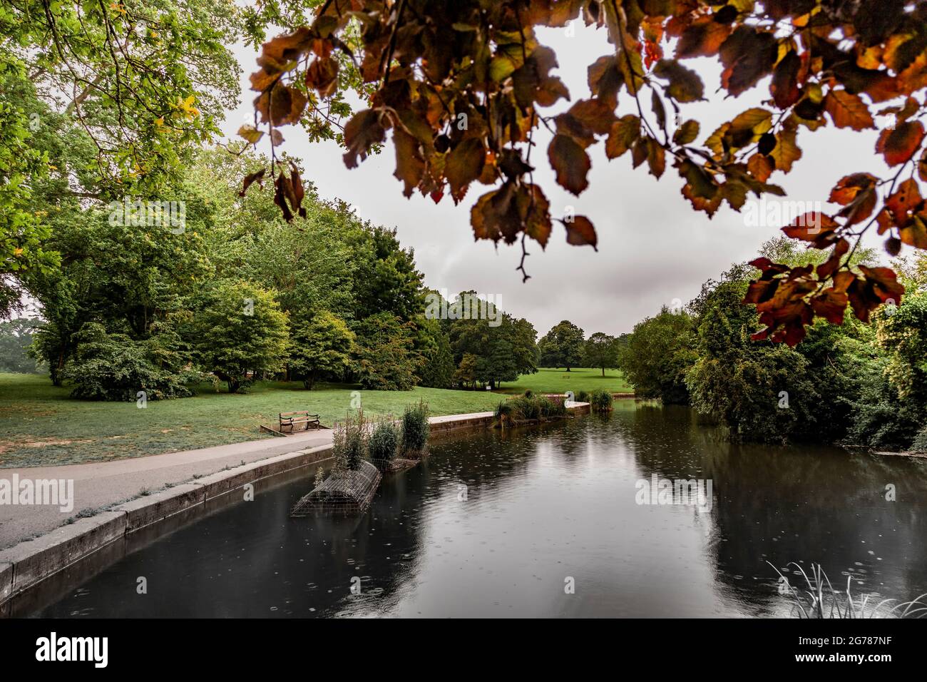 Northampton, UK.12th July 2021. UK, Weather. A miserable, dull morning in Abington Park reflecting the mood of the fans after losing out on the Euro Cup 2021 yesterday evening, Credit: Keith J Smith./Alamy Live News. Stock Photo