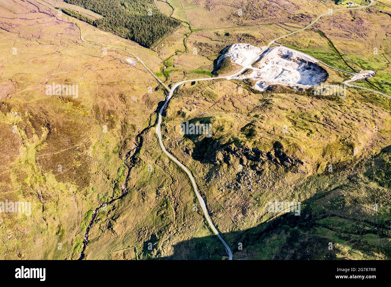 Aerial view of loyster farm by Ardara, County Donegal Ireland Stock