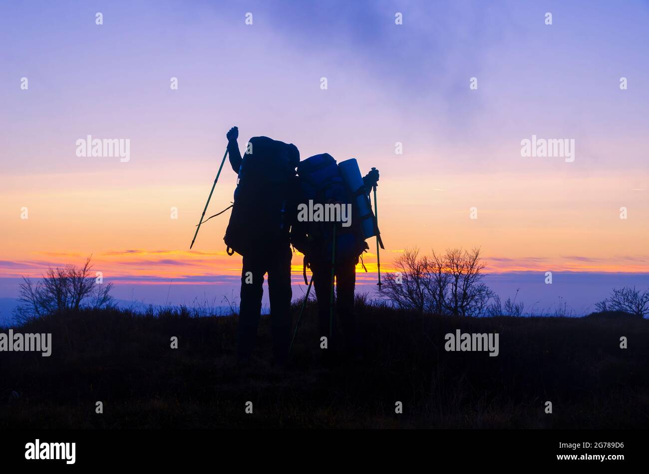 Happy hiker silhouette hi-res stock photography and images - Alamy