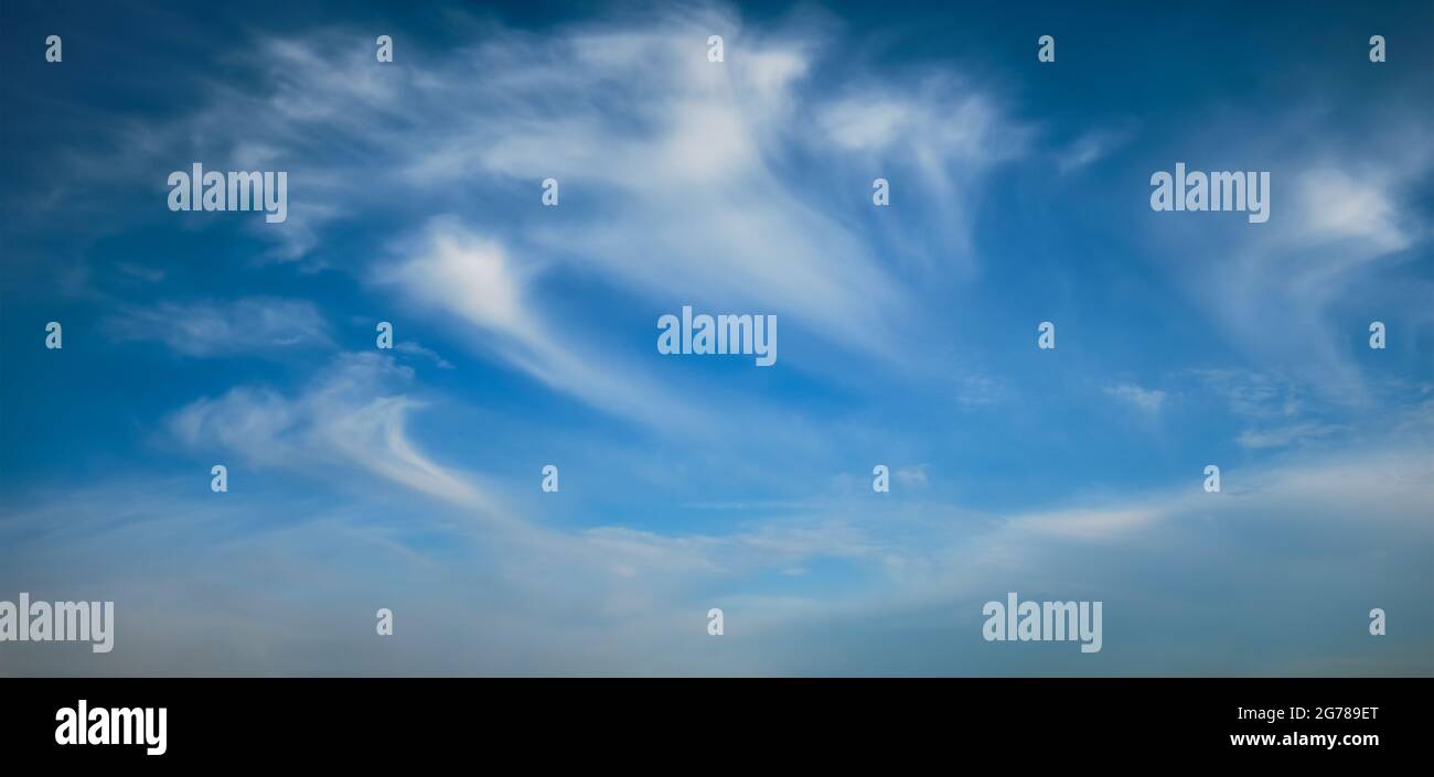 Blue sky with whie Cirrus clouds Stock Photo