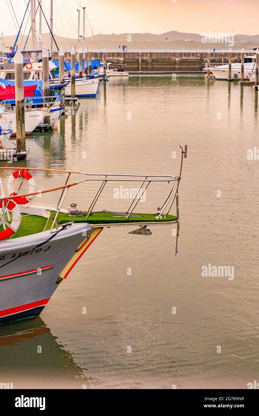 Scenic west side coastal view of Singapore. Stock Photo