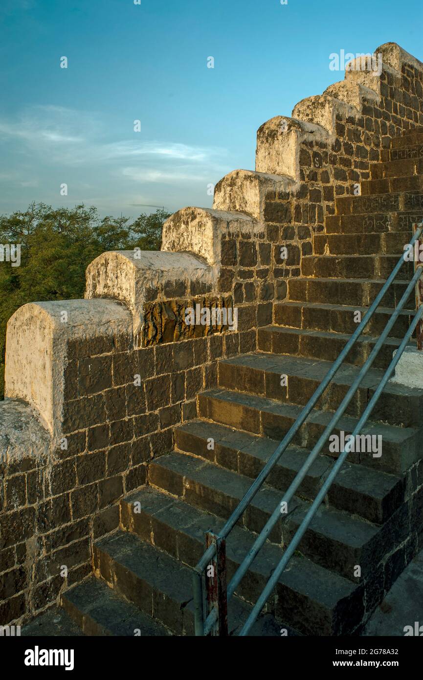 Stone Stapes on Solapur Forts Wall and Staircase Solapur Maharashtra India Stock Photo