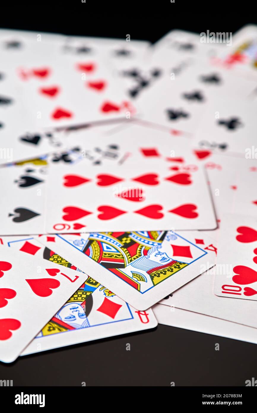 background made of playing cards top down view Stock Photo - Alamy