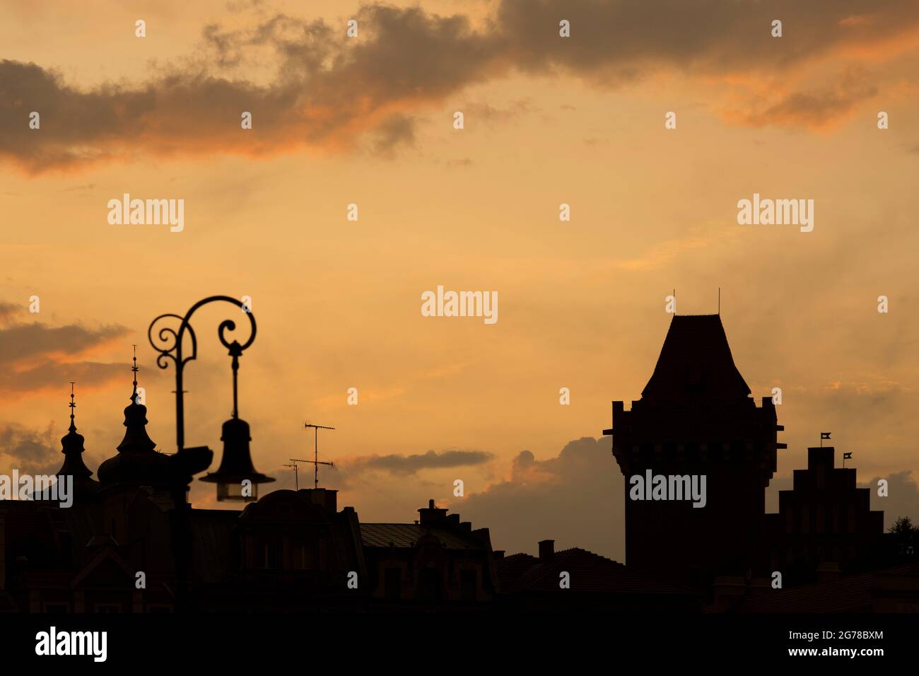 Part of the skyline of the old city center of Poznan, Poland Stock Photo