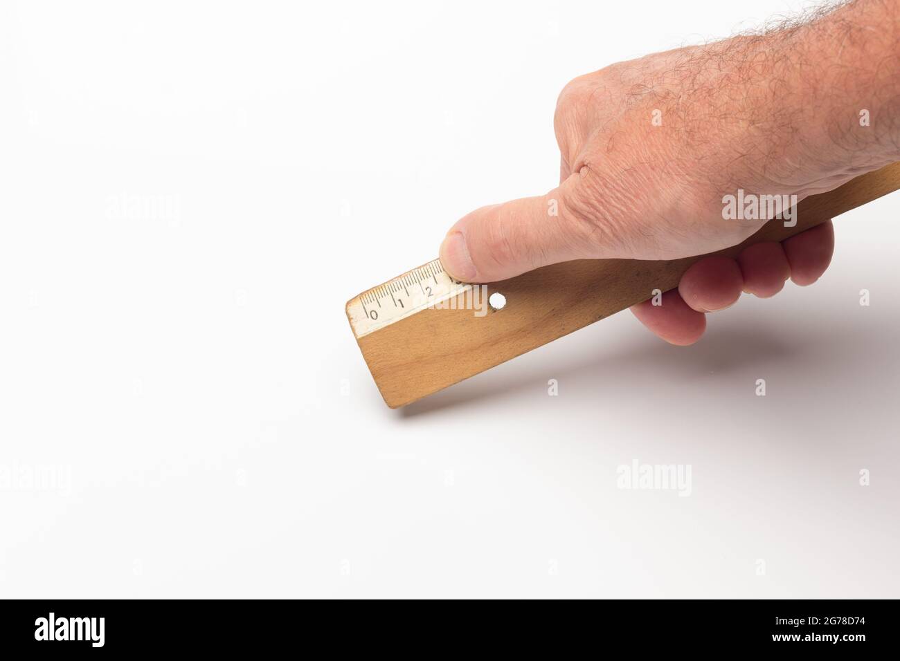 Wooden ruler, classic for taking measurements and making technical