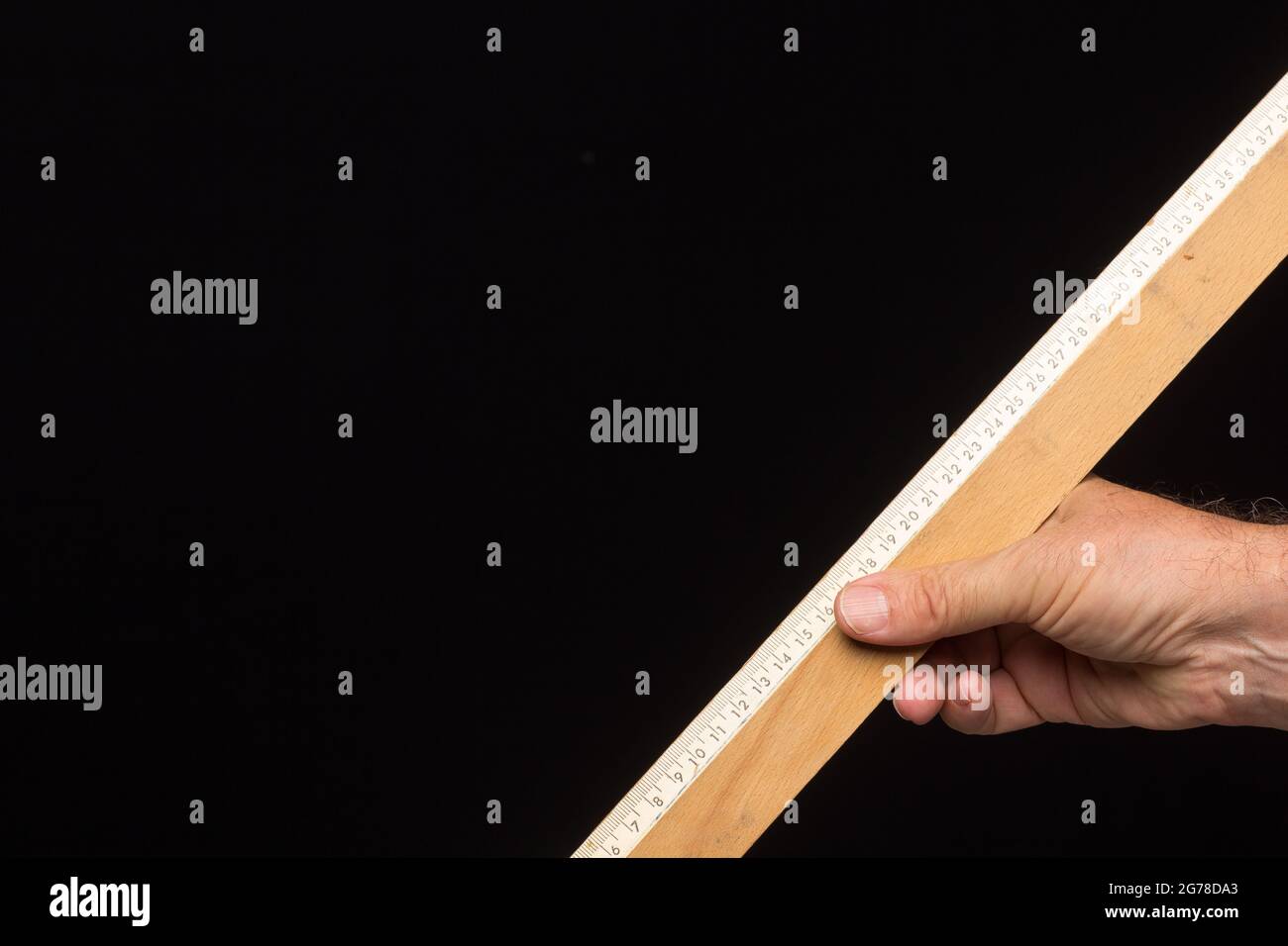Wooden ruler, classic for taking measurements and making technical ...