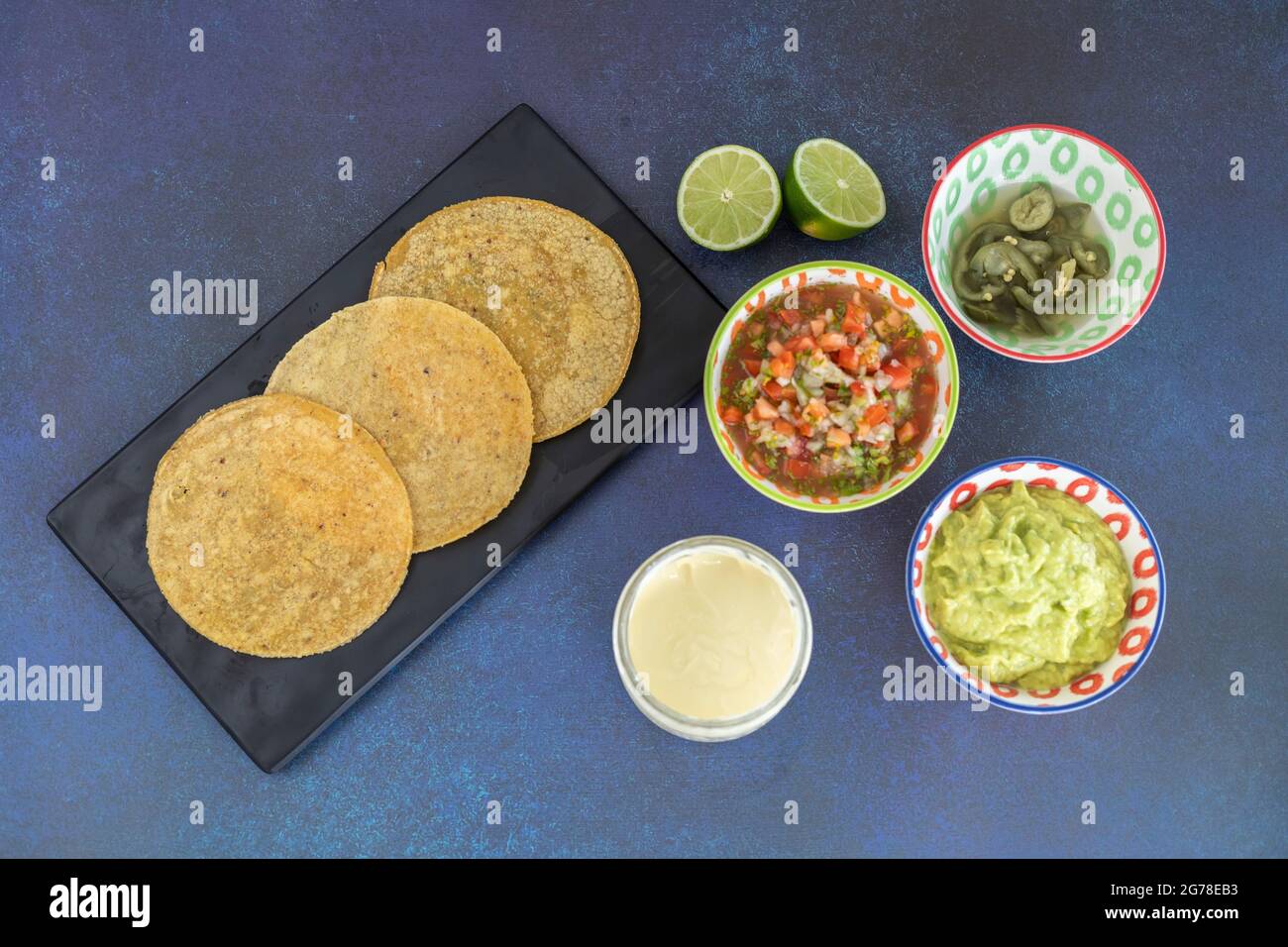 homemade tortillas for tacos with different ingredients Stock Photo