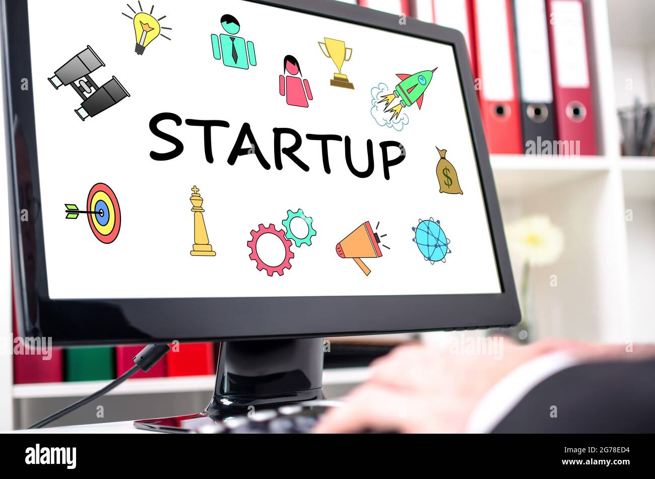 Startup concept shown on a computer screen Stock Photo - Alamy