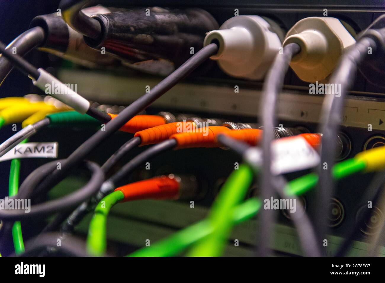 Wired, cable, video, plug, technology, television technology Stock