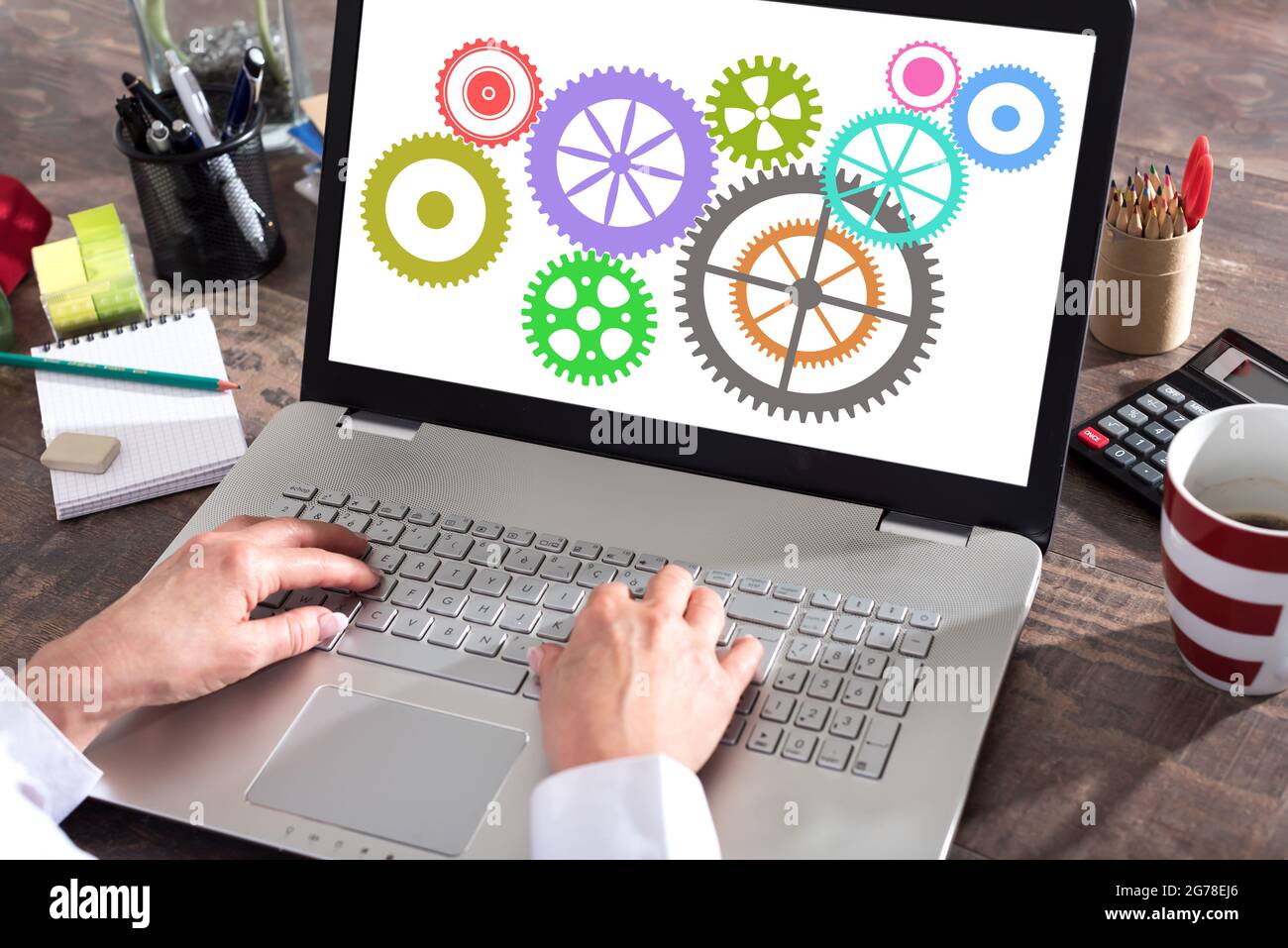 Cooperation concept shown on a laptop screen Stock Photo