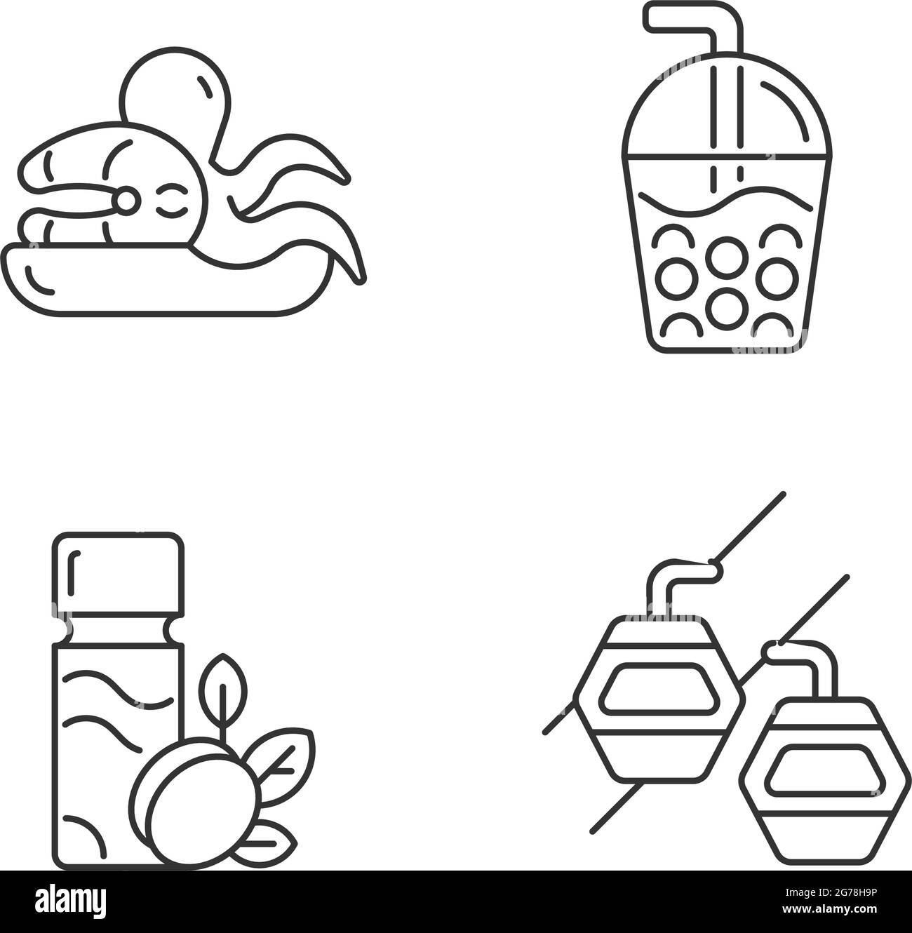 Taiwan entertainment linear icons set Stock Vector