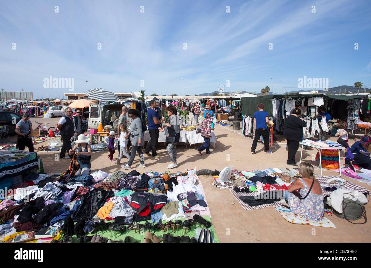 Hippy market in the hippodrome, Sant Jordi, Ibiza Stock Photo