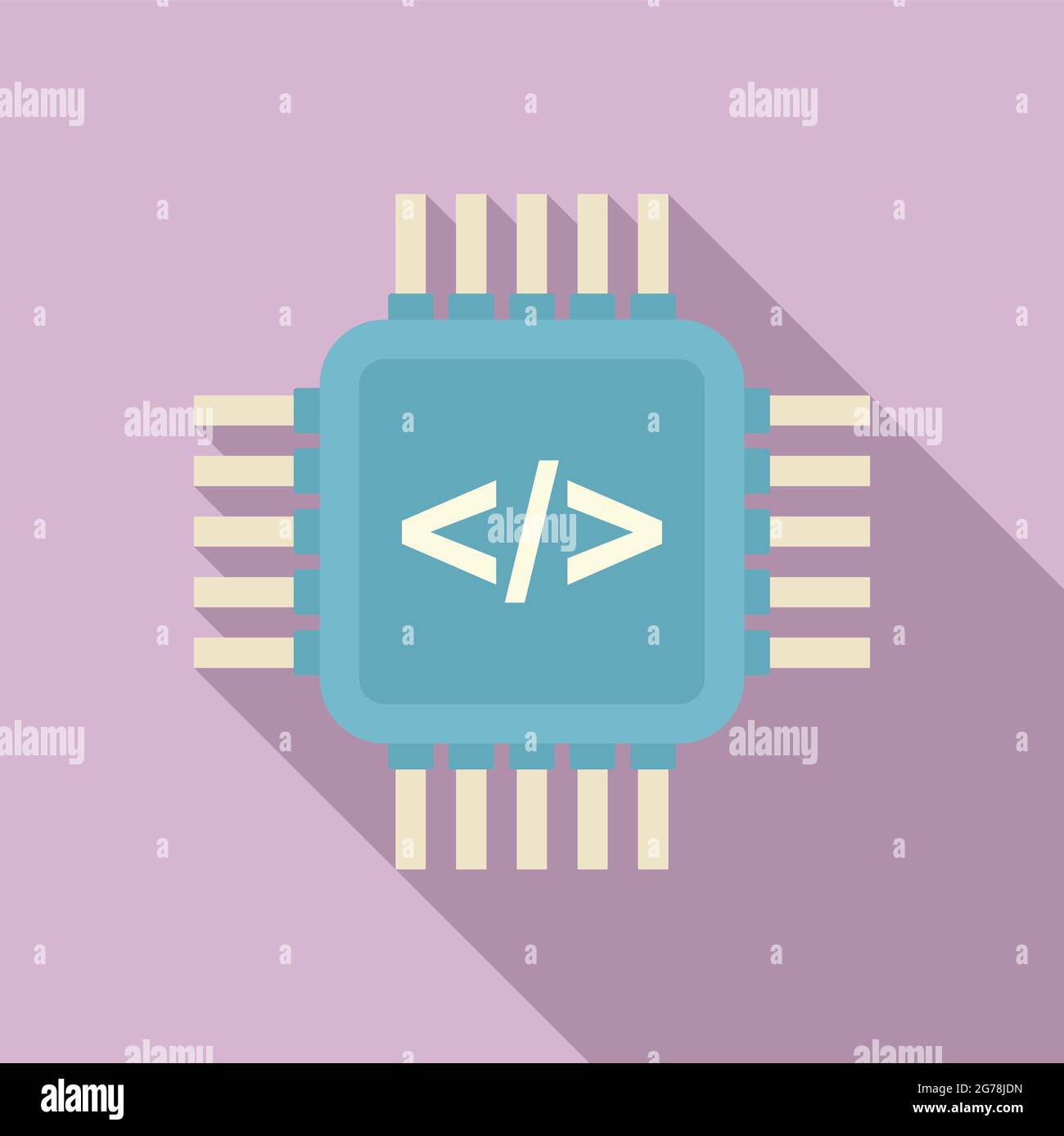 Programming processor icon flat vector. Arduino software. Education robot Stock Vector