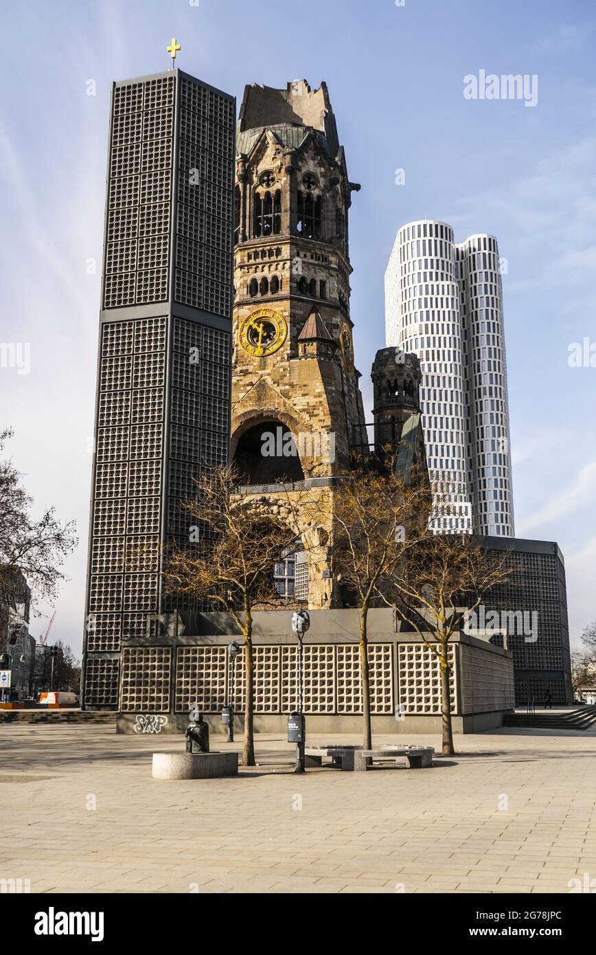 Famous Kaiser Wilhelm Memorial Church in Berlin - travel photography Stock Photo