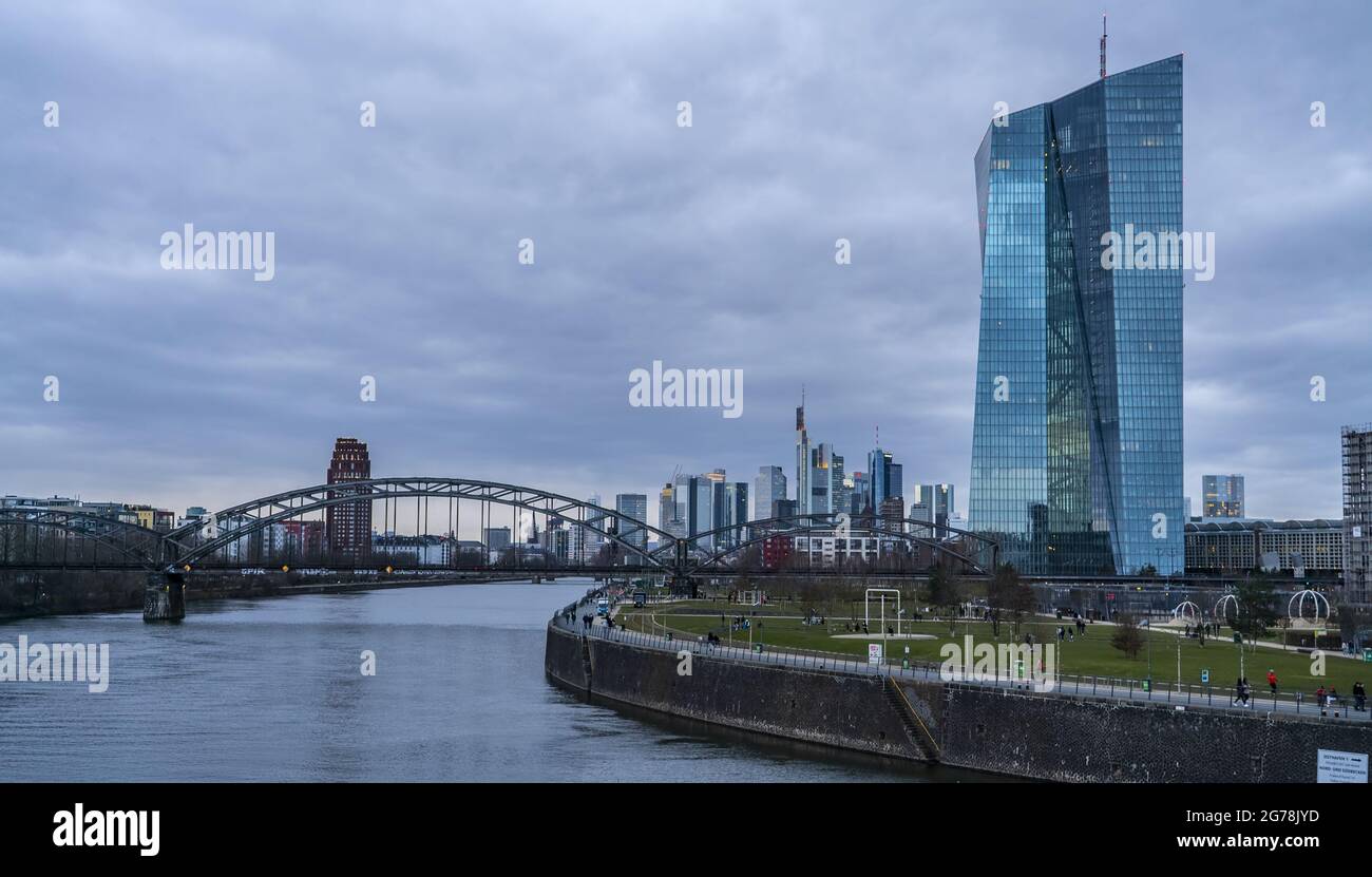 European Central Bank and financial district in Frankfurt - travel photography Stock Photo