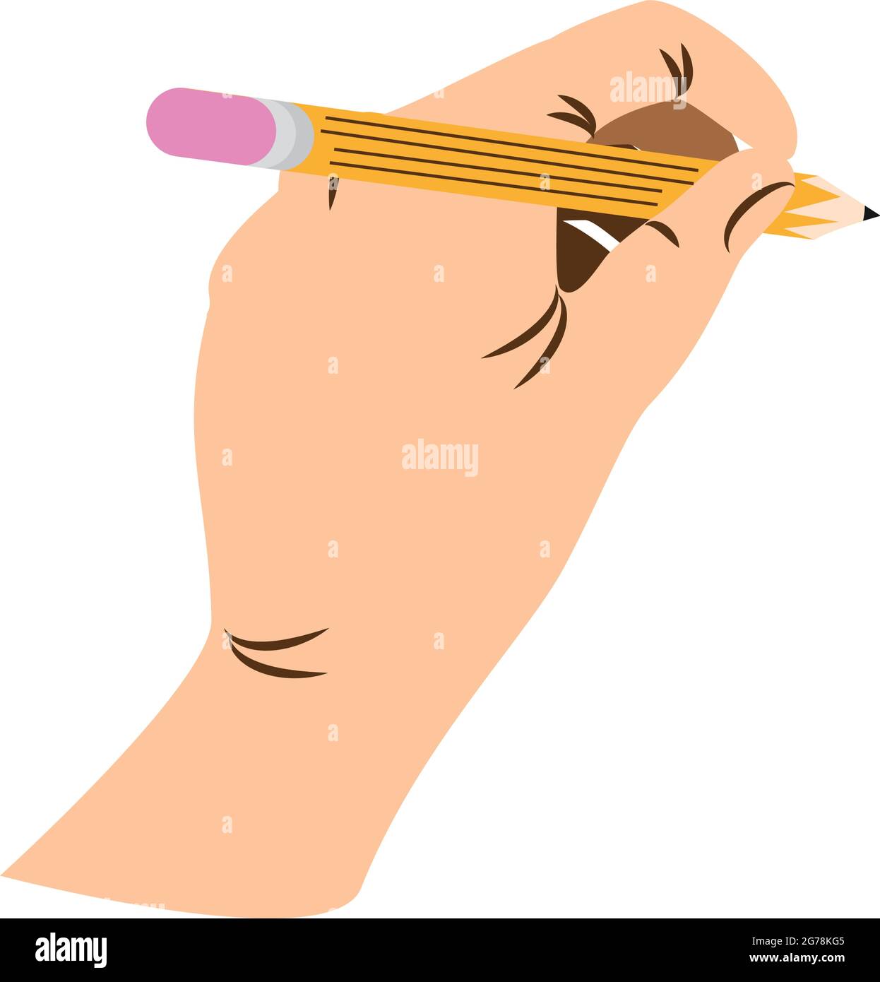 left hand writing with a pencil Stock Vector