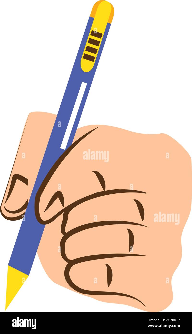 left hand with pen Stock Vector