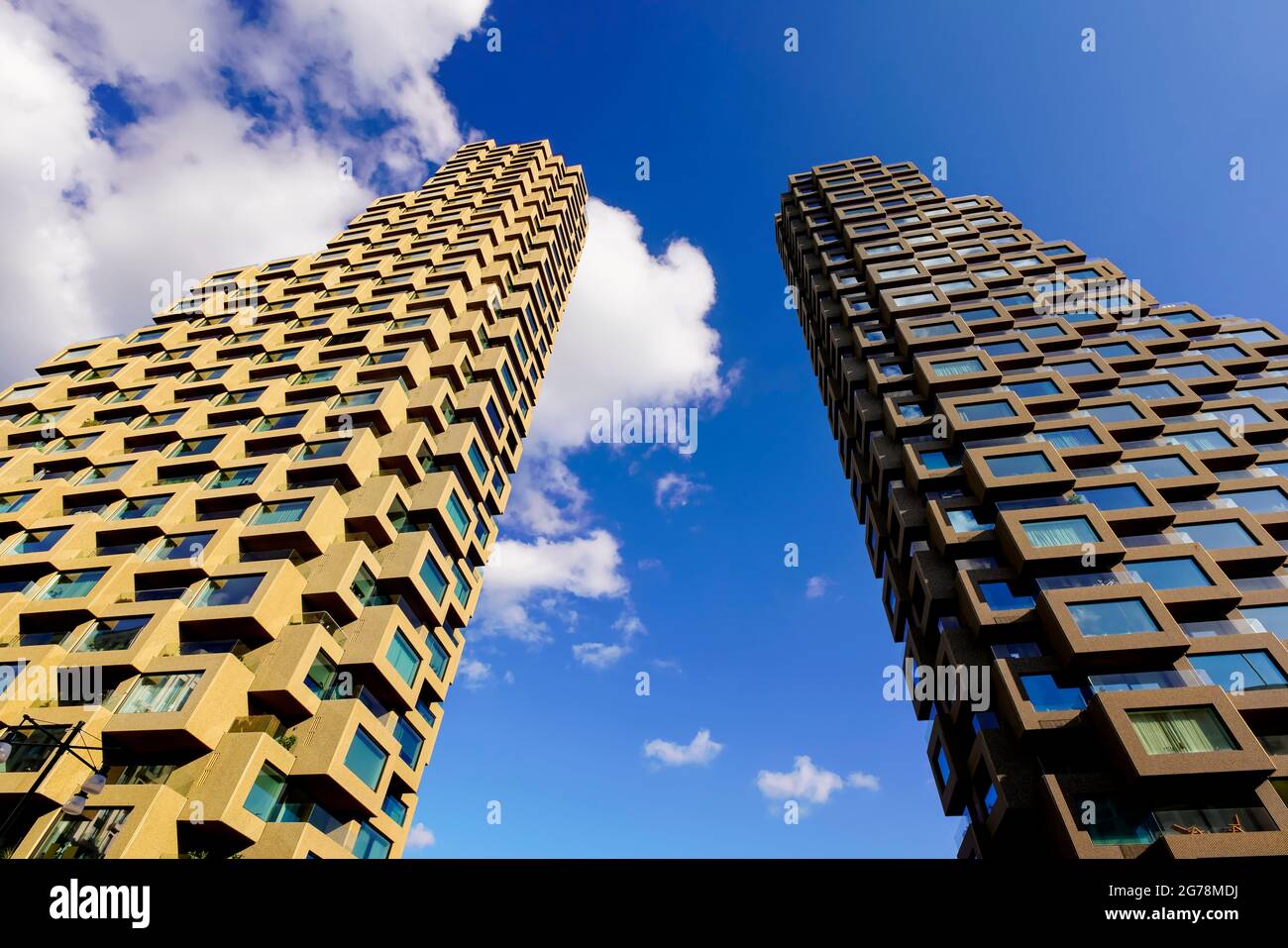 The Northern Towers (Norra tornen) are two skyscrapers in the Helix and Innovation neighborhoods at Torsplan in the northwestern part of Vasastaden in Stock Photo