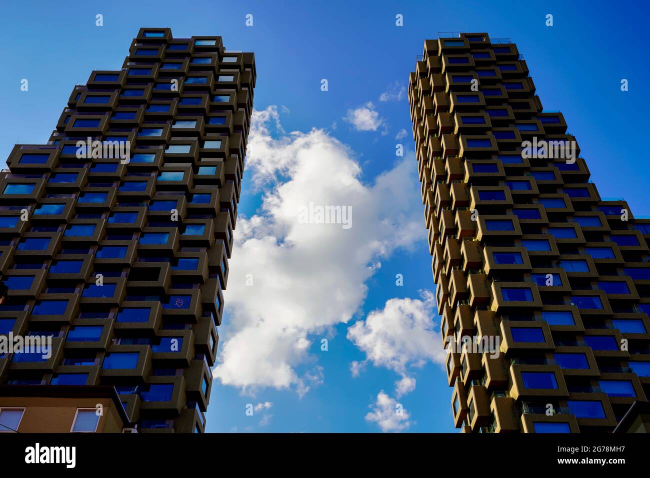 The Northern Towers (Norra tornen) are two skyscrapers in the Helix and Innovation neighborhoods at Torsplan in the northwestern part of Vasastaden in Stock Photo